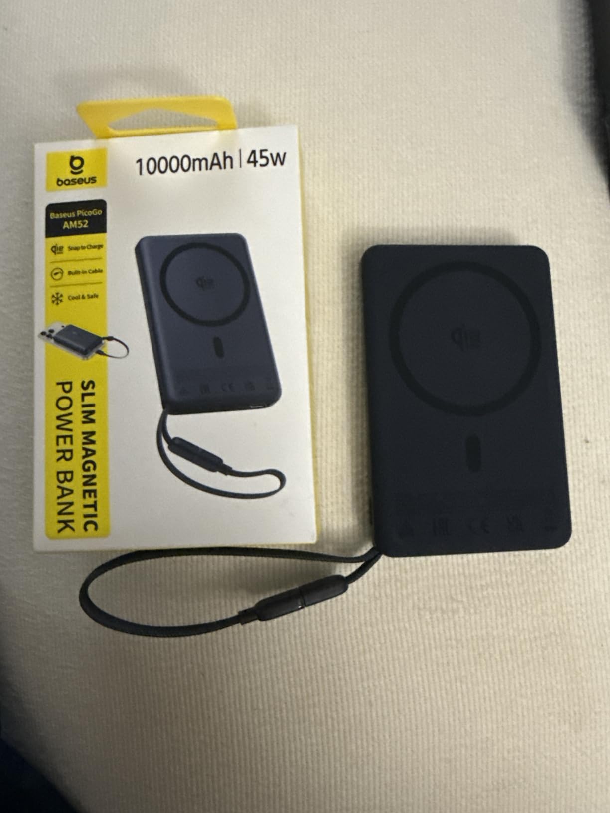 Baseus Picogo AM52 MagSafe Power Bank, Qi2.2 25W 10,000mAh Magnetic Portable Charger, 0.6