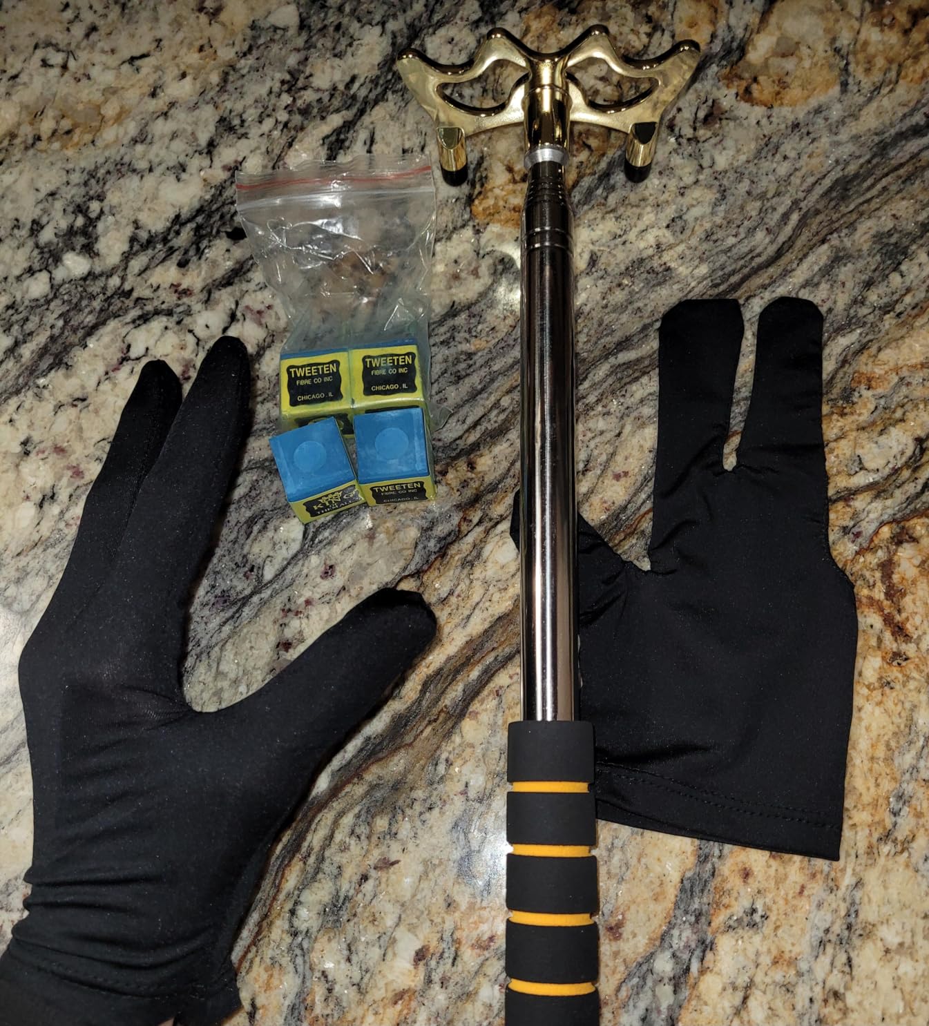 TonGass Pool Cue Bridge Head Kit with 2 Billiard Gloves & 4 Cue Chalks customer photo 2