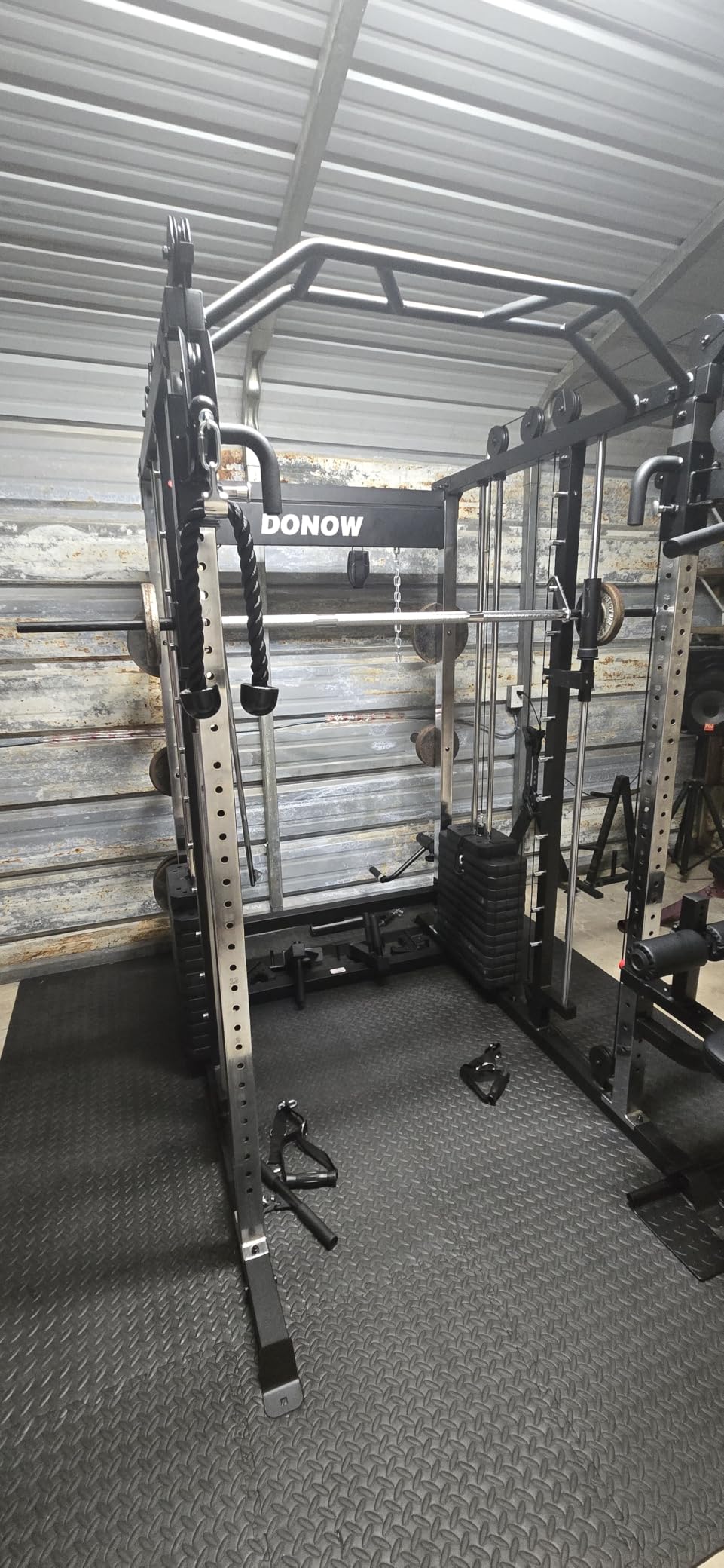 Smith Machine with Weight Stacks Home Gym System Dual Cable Crossover | Ratio 1:1 Dual Weight Stacks, Solid Smith Bar, Lat Pull Down Bench, All in One Workout Station customer photo 1