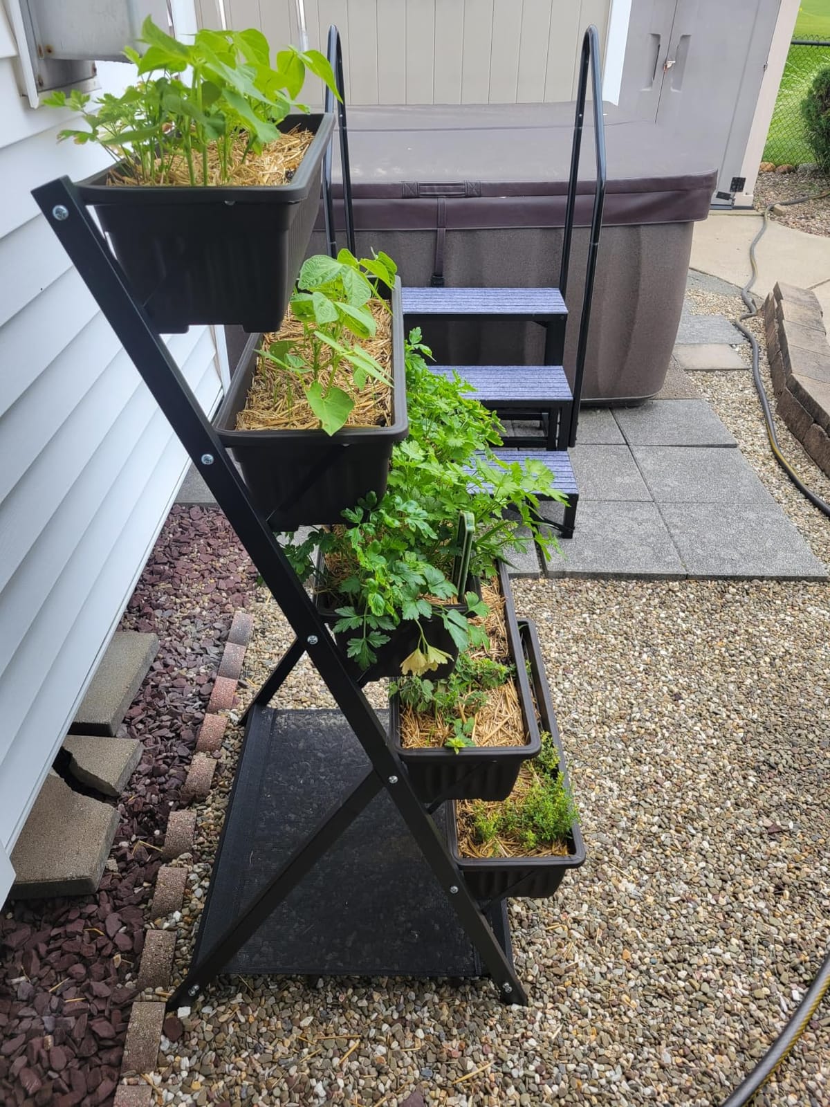 5-Tier Vertical Garden Bed Planter Boxes with Drainage System & Storage Space, Freestanding Vertical Garden Planter with 5 S-Hooks for Plants Vegetables Flowers Herbs in Garden Patio Yard customer photo 1