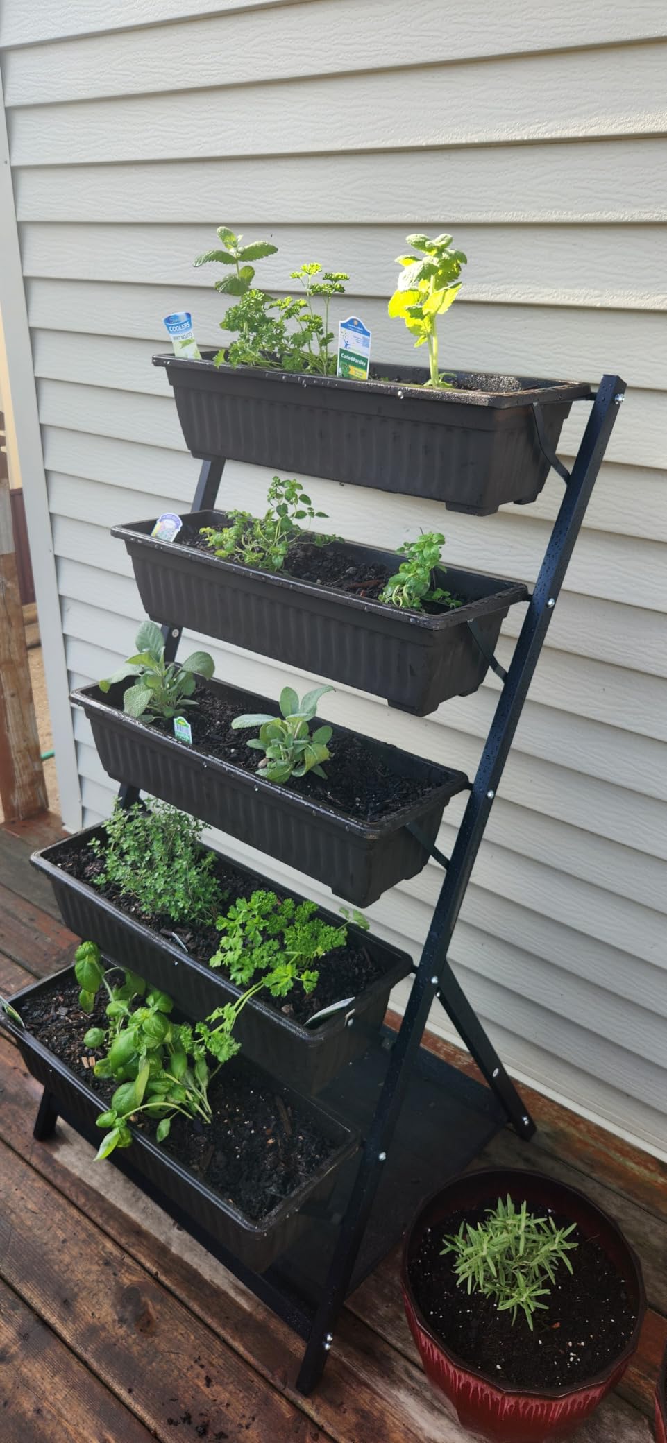5-Tier Vertical Garden Bed Planter Boxes with Drainage System & Storage Space, Freestanding Vertical Garden Planter with 5 S-Hooks for Plants Vegetables Flowers Herbs in Garden Patio Yard customer photo 2