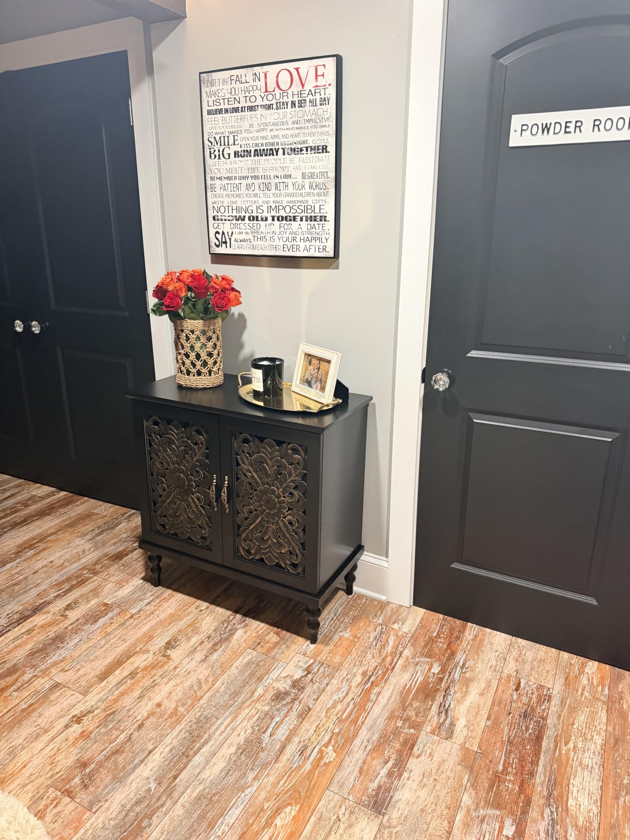 ARTPOWER Vintage Accent Cabinet with 2 Doors, Credenza for Living Room | Hand Painted Carved Door Sideboard & Buffet Cabinet, Wood Storage Cabinet for Kitchen, Dining Room, Entryway, Hallway customer photo 1