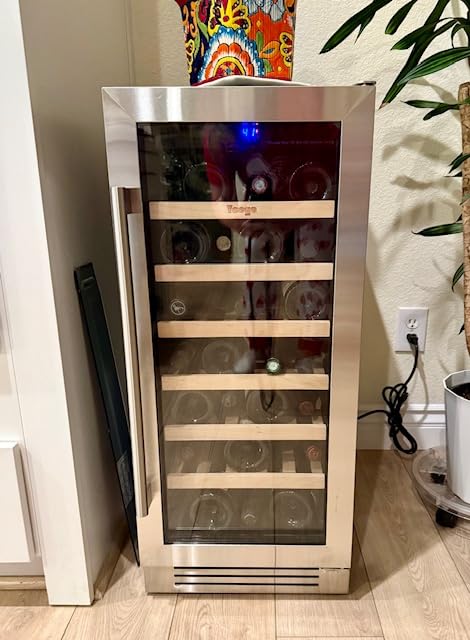 Yeego 15 Inch Wine Fridge with 33 Bottle | Built-In or Freestanding Wine Cooler Refrigerator with Glass Door | 40-65°F, Adjustable Shelves for Home Bar Kitchen Office customer photo 2