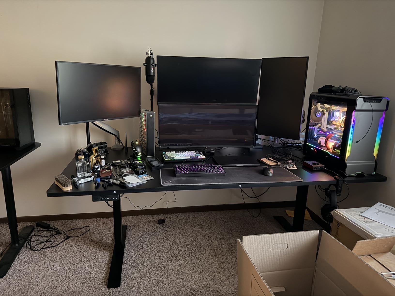 FEZIBO 83 x 37 Inch Electric Standing Desk with Integrated Dual-Beam & Cable Management, Memory Height Adjustable Computer Desk for Home Office Workstation, 1