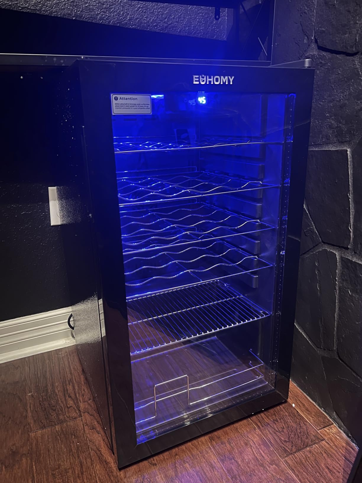 EUHOMY 18 bottle Wine Cooler Refrigerator, Wine Fridge with Lock, Black | 41F to 64F, Compressor Cooling, Glass Door, Digital Temperature Control, Adjustable Shelves, LED Light, Red White Wine customer photo 2