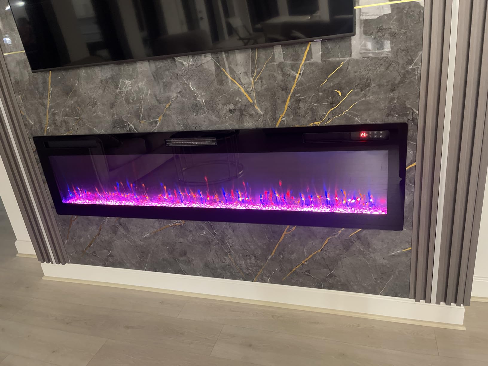 Zionheat 80 Inch Wide Screen Electric Fireplace - Wall Fireplace for Living Room - Fireplace Inserts/Wall Mounted with Remote Control, Timer, Dimmer, 12 Flame Colors, 750/1500W customer photo 2