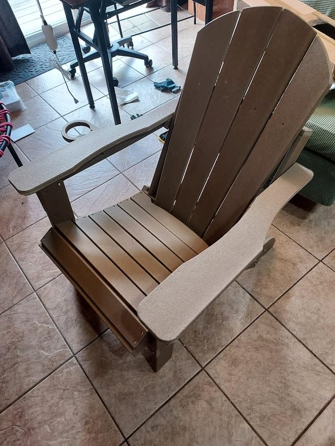 Oversized Adirondack Chair HDPE Cup Holders Heavy Duty Woodgrain Dark Gray customer photo 1