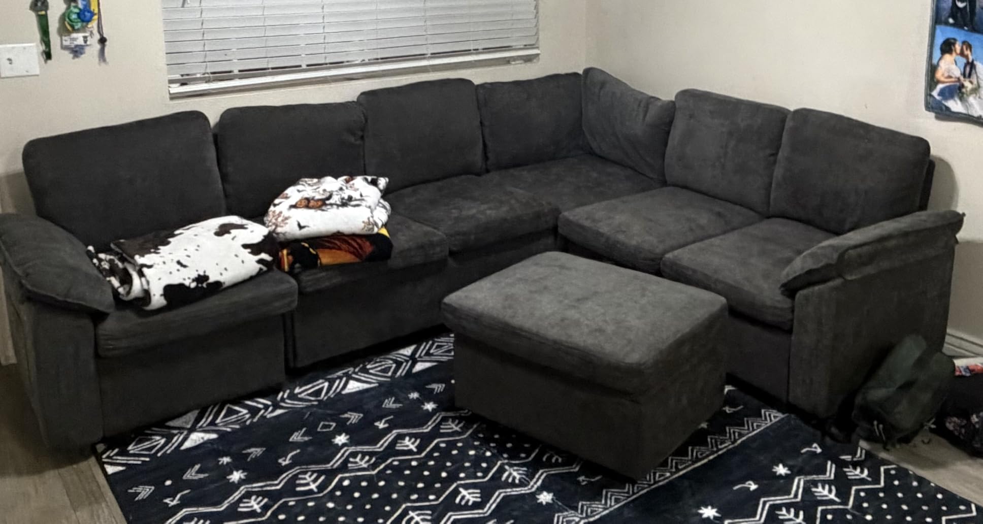85'' Modular Sectional Sofa with Pull Out Bed, Sleeper Sofa, Dark Gray | L Shaped 5 Seat Sectional Couches for Living Room, Cloud Modular Couch with Storage, Pull Out Couch, Removable Sofa Cover customer photo 1
