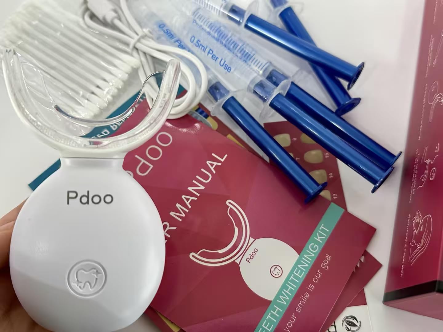 Teeth Whitening Kit with LED Light Tray for Sensitive Teeth, 5 Tooth Whitening Pen Gel Pain Free and Enamel Safe, Teeth Whitener at Home Up to 1-9 Shades Whiter in 1-2 Weeks customer photo 2