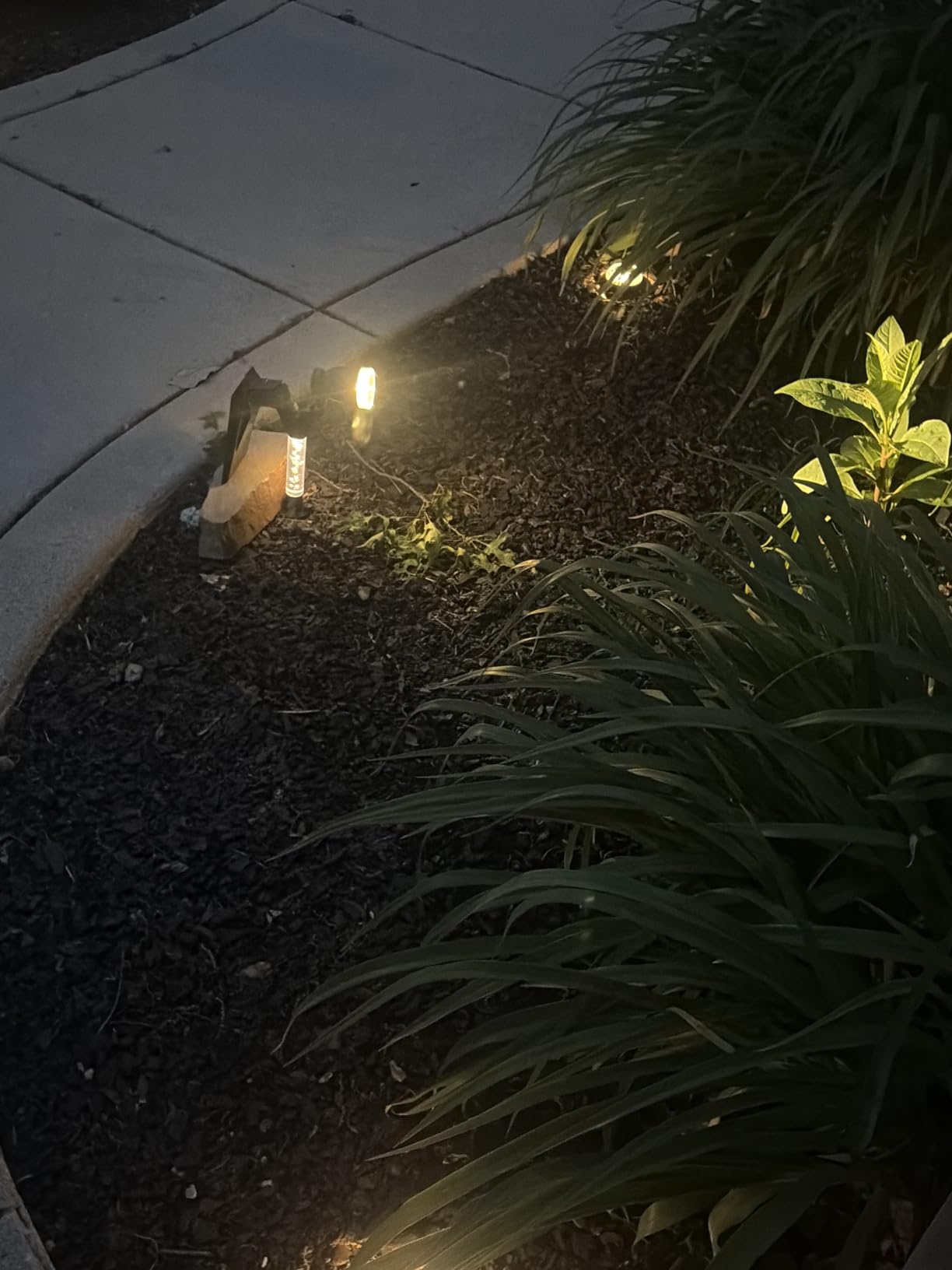 DenicMic Solar Spot Lights Outdoor Waterproof Warm Lens LED 4 Pack | Adjustable Angle Long Range Solar Lights Outdoor for Yard Garden Patio Wall Tree Landscape Spotlights, Acrylic Lighted Pole customer photo 2