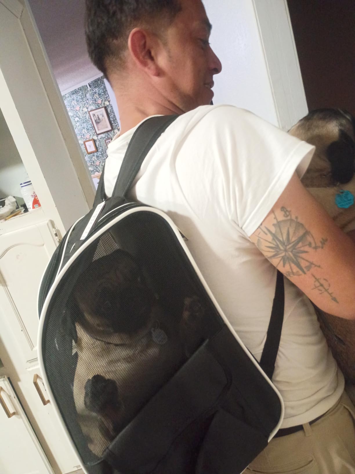 Lekereise Dog Carrier Backpack for Small Medium Large Dogs Cats up to 25 lbs, Breathable Pet Backpack Carrier with 3 Entrances, Collapsible Cat Backpack Carrier, Travel Hiking Puppy Backpack customer photo 1