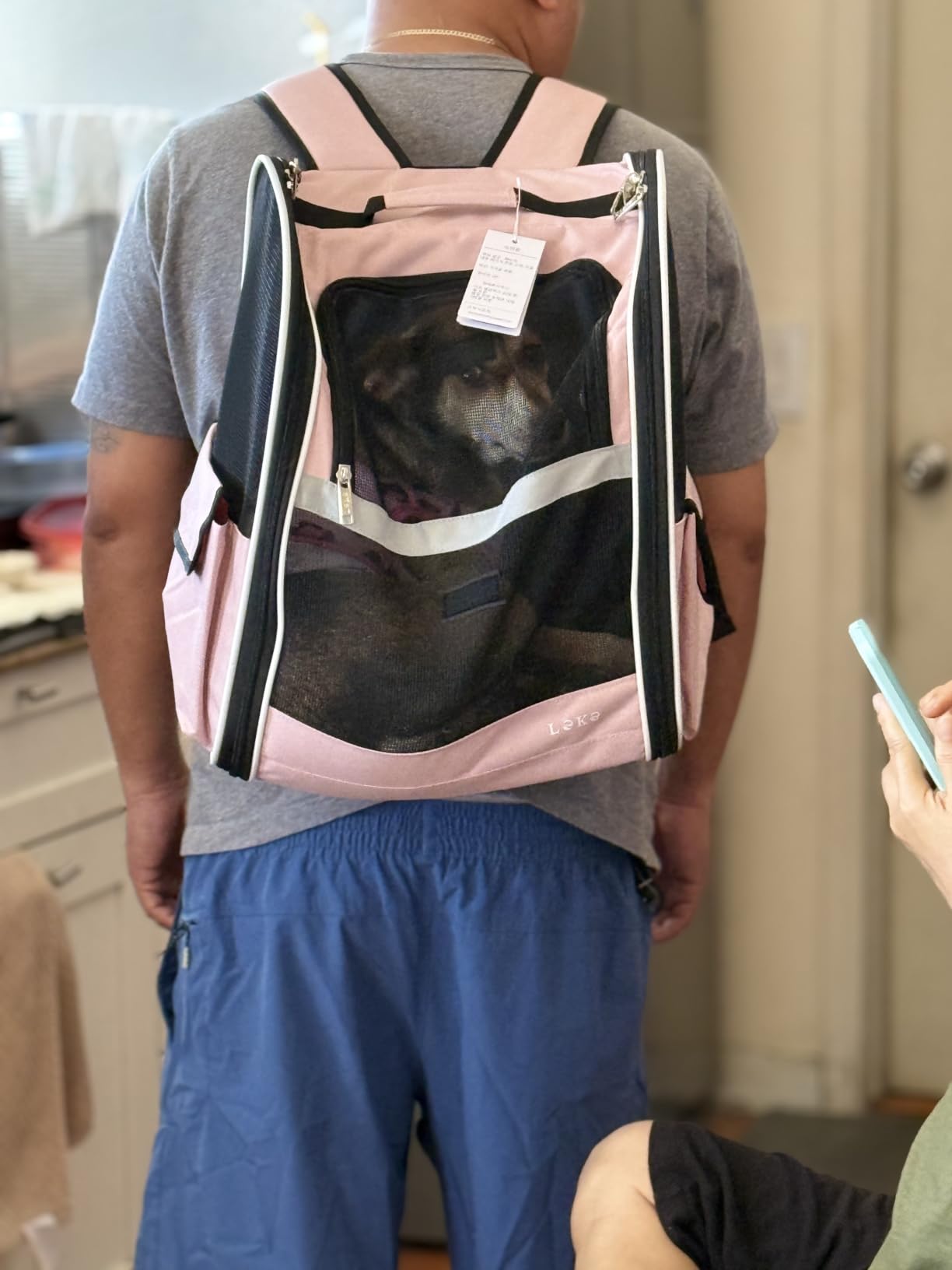 Lekereise Dog Carrier Backpack for Small Medium Large Dogs Cats up to 25 lbs, Breathable Pet Backpack Carrier with 3 Entrances, Collapsible Cat Backpack Carrier, Travel Hiking Puppy Backpack customer photo 2