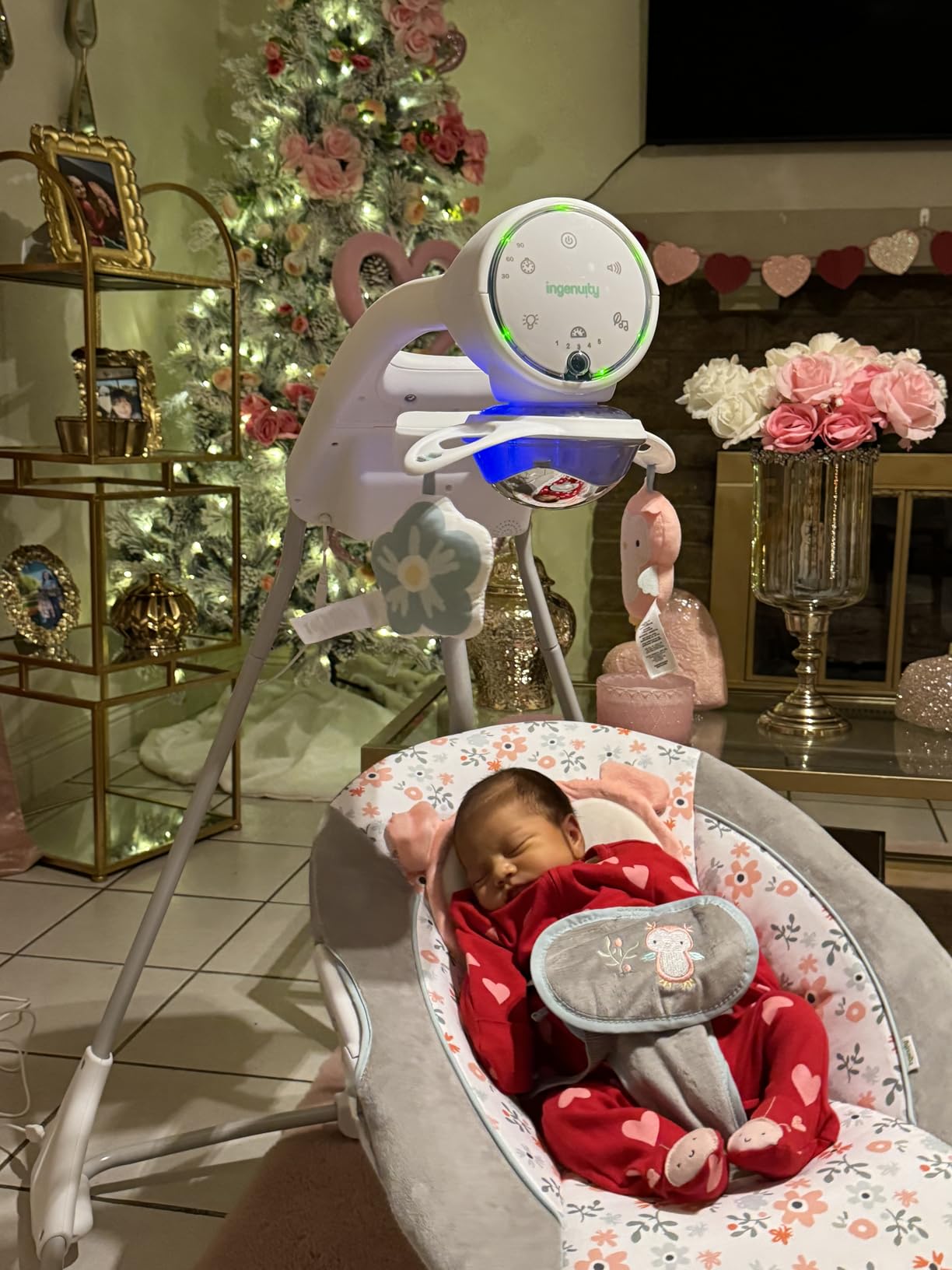 Ingenuity Inlighten Bounce & Sway Baby Swing, Newborn to 9 Months, Pebble customer photo 2