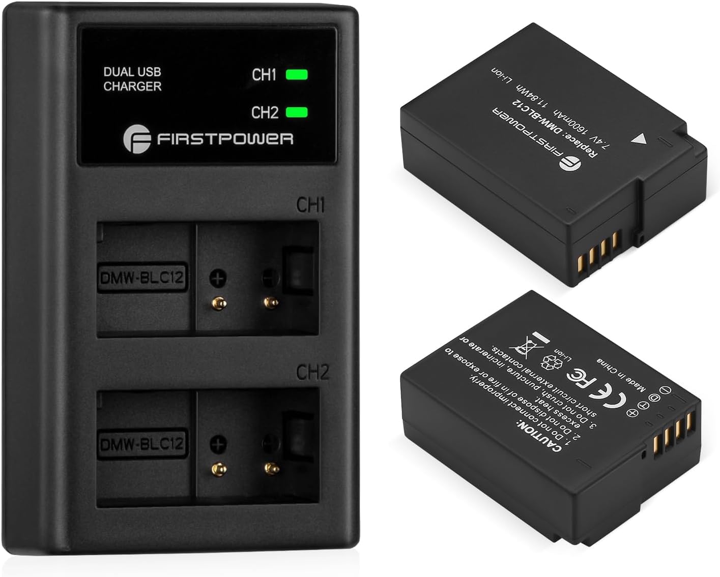 FirstPower DMW-BLC12 DMW-BLC12PP Battery and USB Dual Slot Charger Kit | Compatible with Panasonic Lumix G7, G85, G95, FZ1000, FZ1000 II, GH2, G5, G6, GX8, FZ200, FZ300, FZ2500 Cameras and More customer photo 2