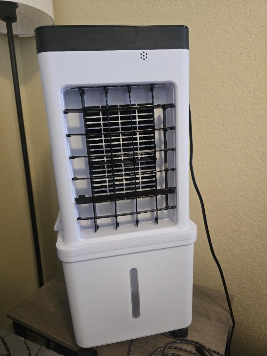 Evaporative Air Cooler, Portable Swamp Cooler for Home with 4 Wind Modes | 3.5-Gallon Water Tank, 3 Speeds, 120° Swing & 45 dB Low Noise Cooling with 4 Ice Packs for Bedroom, Office & Indoor Use customer photo 1