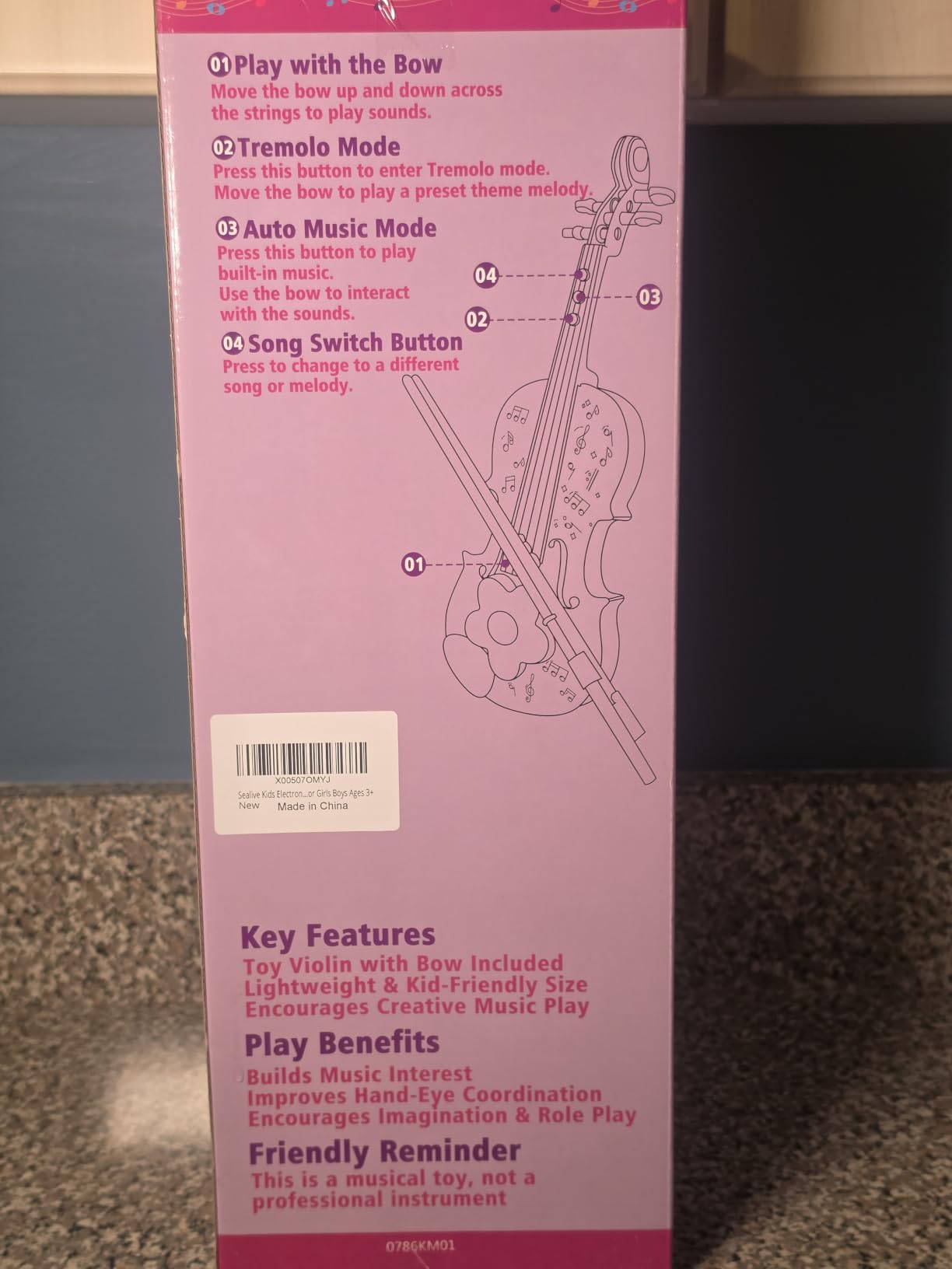 Sealive Kids Electronic Violin Toy with Bow, 17 Inch Music Instrument | for Kids Ages 2+, Soft Simulated Bowing Surface, Built-in Songs, Auto Play & Tremolo Modes, Musical Gift for Girls Boys customer photo 1