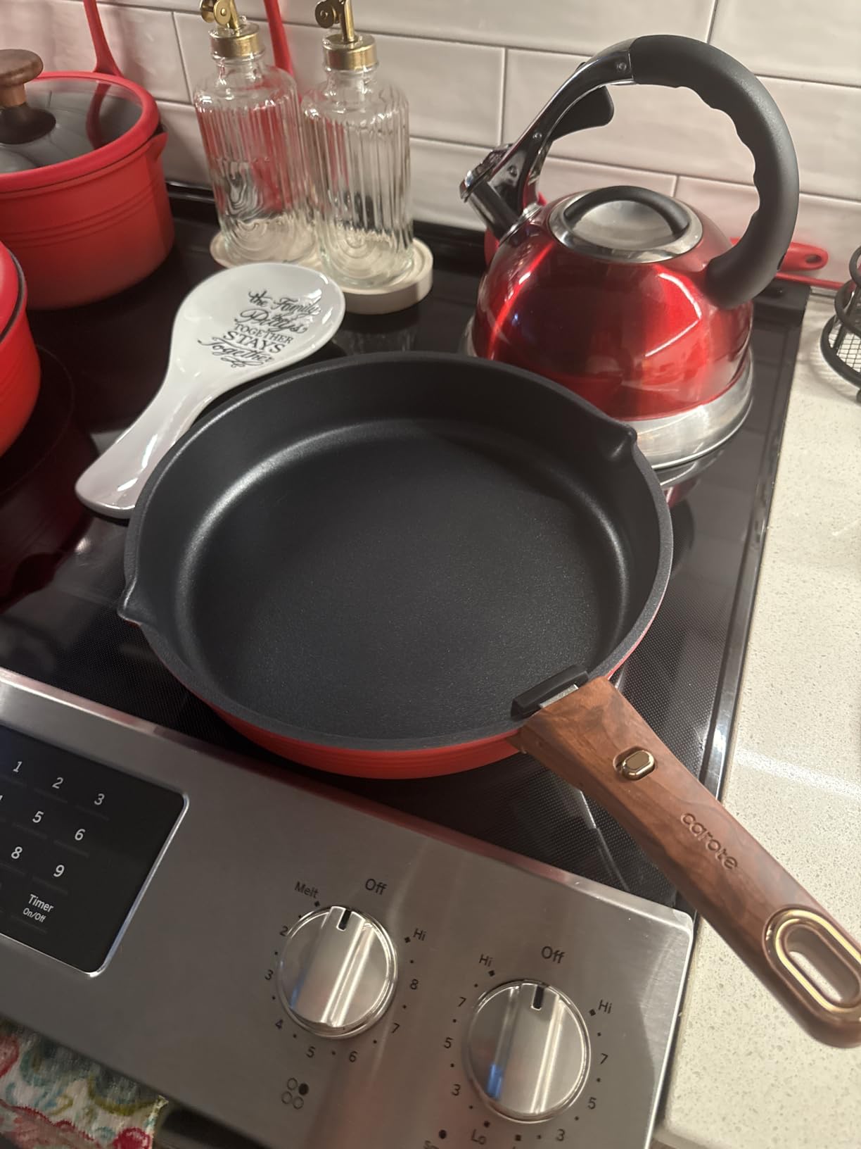 CAROTE 30pcs Titanium Cookware Set, Pots and Pans Set Detachable Handle | Non-Stick, Non-Toxic, Induction Compatible, Dishwasher & Oven Safe, Space Saving, Camping Cooking, Blue customer photo 1