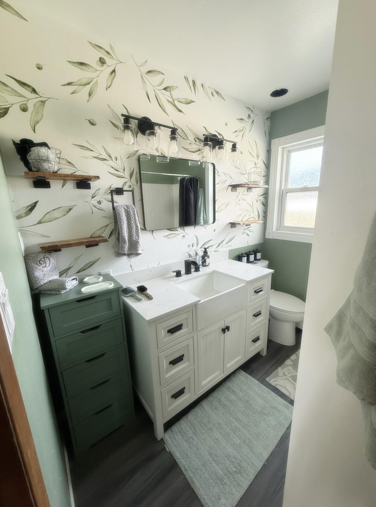 48 Inch Bathroom Vanity with Sink, Freestanding Single Sink Bathroom Vanities with Soft Close Doors & Drawers, Carrara Stone Top & Backsplash, No Assembly Required, Black customer photo 2