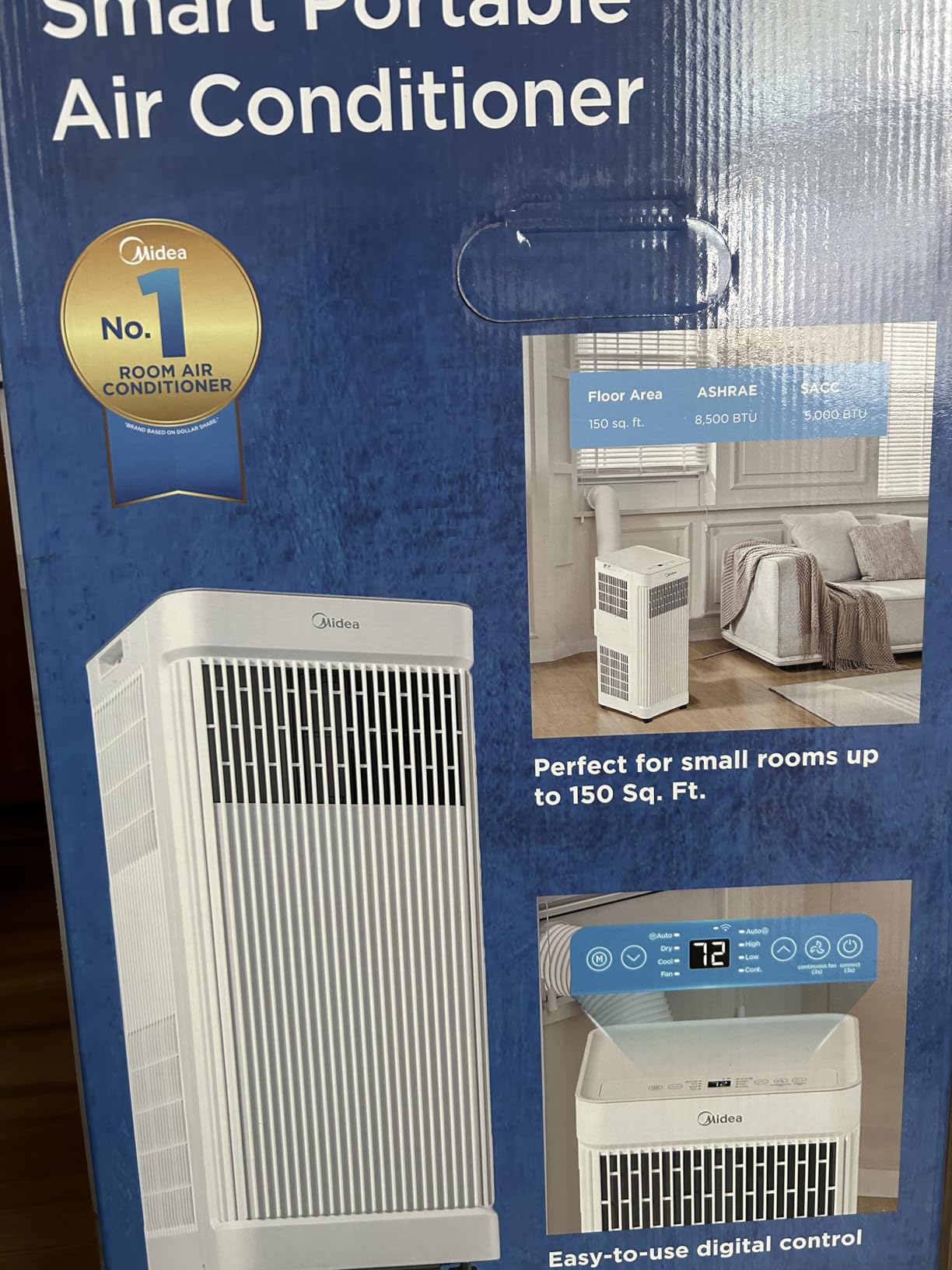 Midea 9,000 BTU ASHRAE Portable Air Conditioner, Cools up to 250 Sq. Ft. | 6,000 BTU SACC Portable AC, Smart APP & Remote Control, with Dehumidifier & Fan mode, Window Kit, Easy-to-use and Install customer photo 1