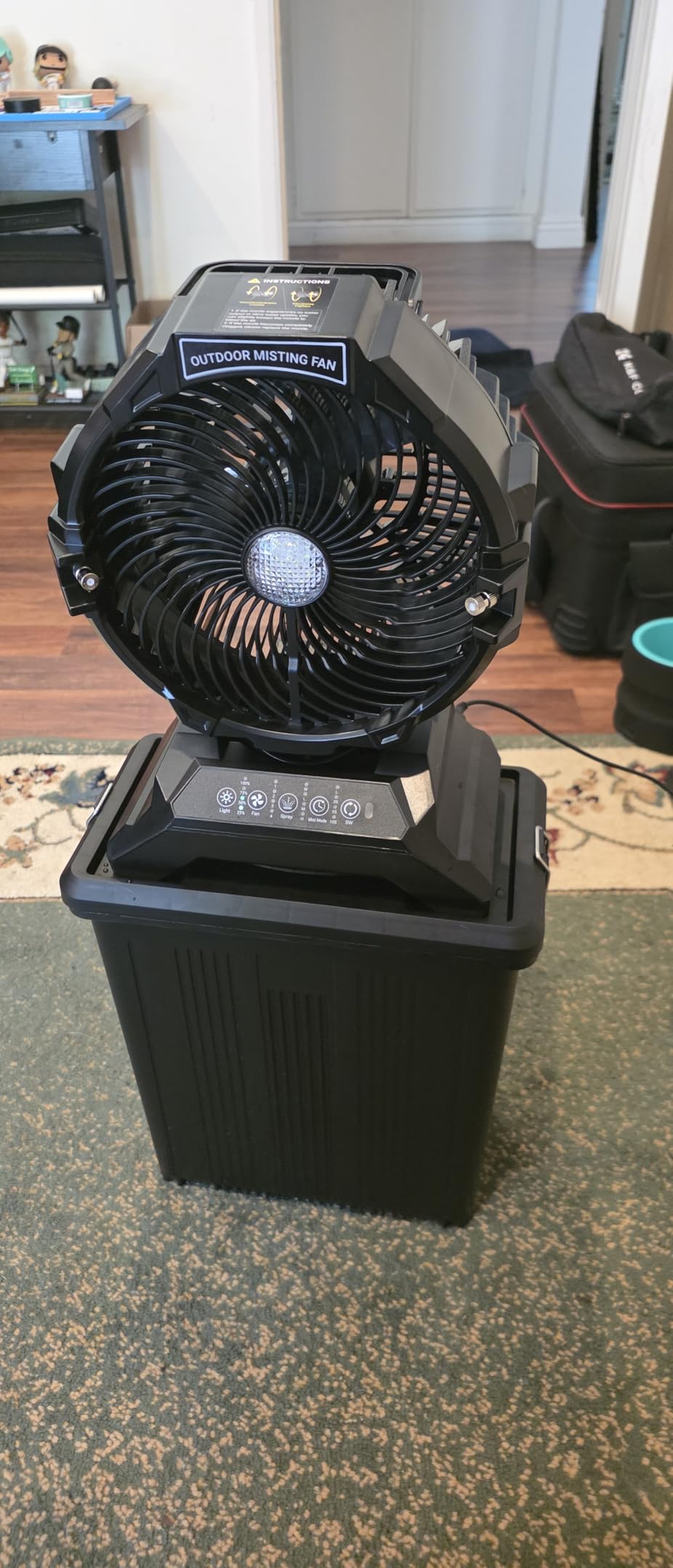 Portable Misting Fan for Outside, 70Hrs Camping Mister Fan, 15L Cooling Fan with Remote, Ice Fan with 4 Spray Speeds, 4 Misting Modes, 3 Light Modes for Garden/Camping/Party/Fishing customer photo 2