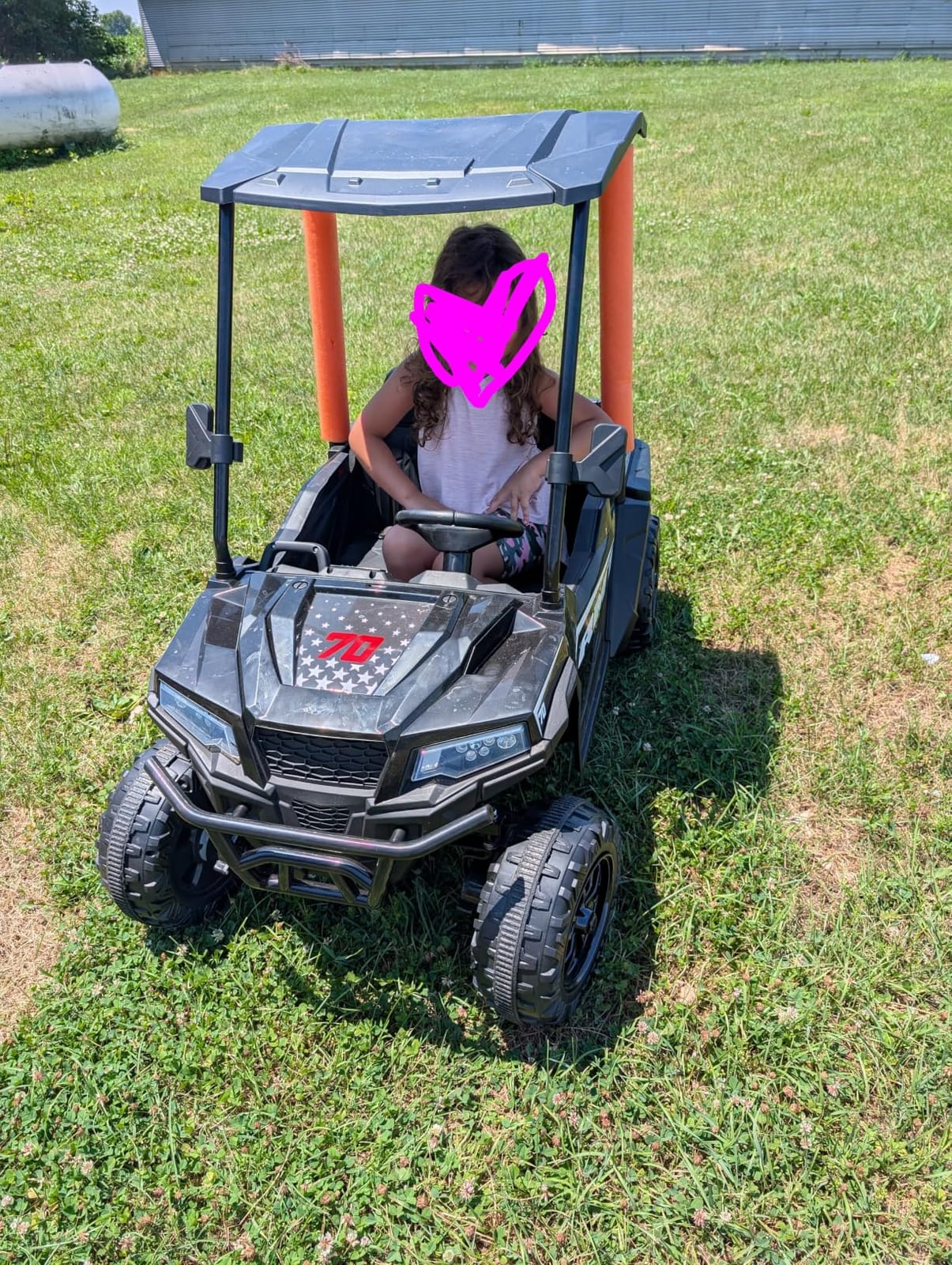 ELEMARA 24V Ride on Toy for Big Kid, Ride on Car 2 Seater w/Sun Shade, Dump Bed & Shovel, 4.5MPH, 4WD Electric Car for Kids, Battery Car w/Remote, Kids Ride on Truck, 3 Speeds, LED Lights, Bluetooth, Hot Pink customer photo 1