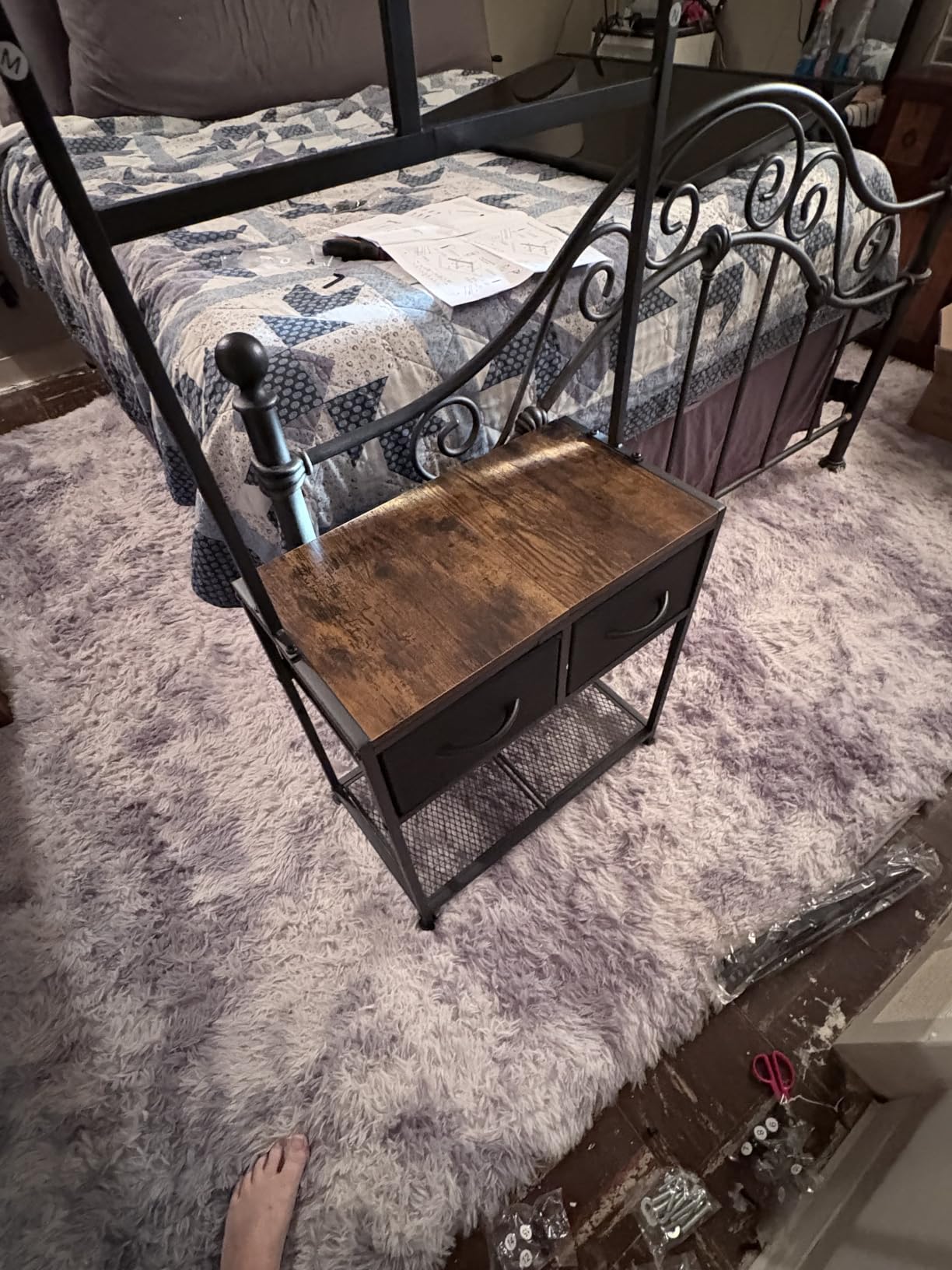 Floor Corner TV Stand with Drawers for Bedroom Small Space, Small TV Stand Rack Shelf With Mount and Storage Shelves, Universal Rustic Floor Television Stands With All Accessories For Installing TV customer photo 1