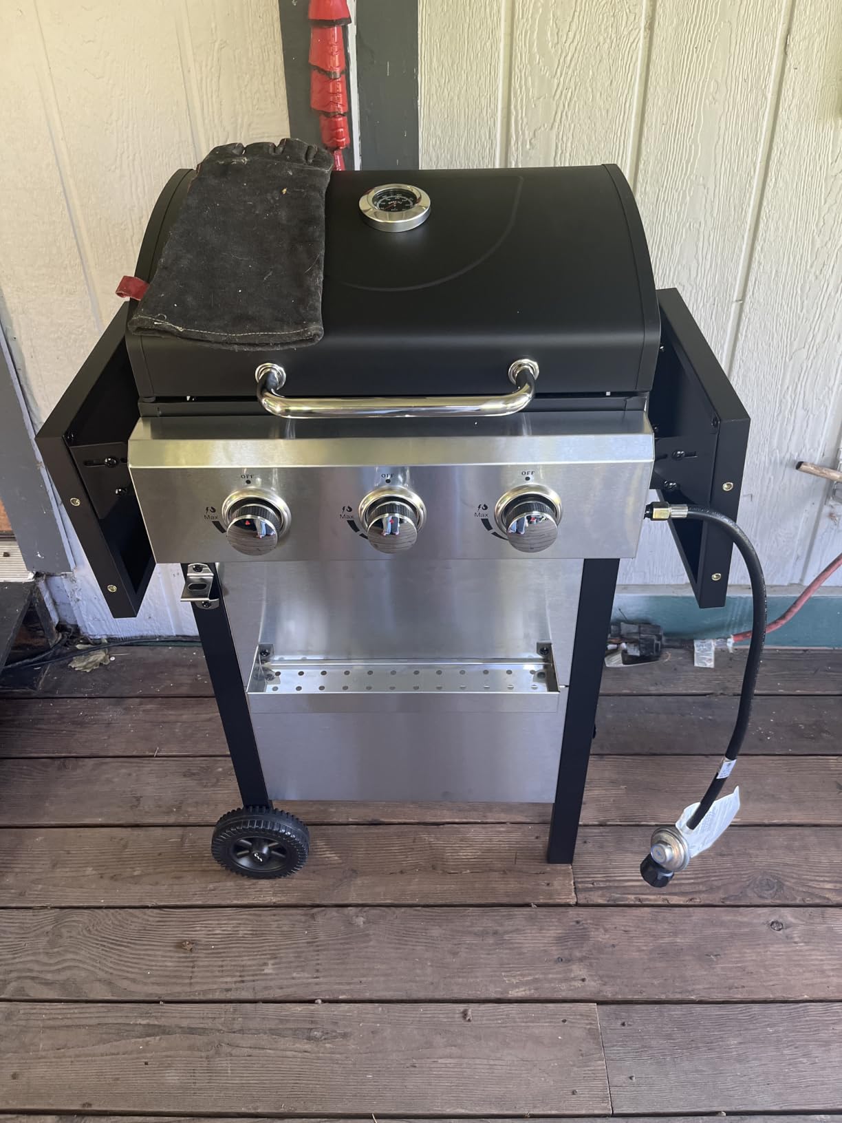 3 Burner Propane Gas Grill, 30,000 BTU Stainless Steel Outdoor BBQ Grill with 322 Sq. In. Cooking Area & 2 Foldable Side Shelves, Patio Cookout Essentials for Backyard customer photo 1