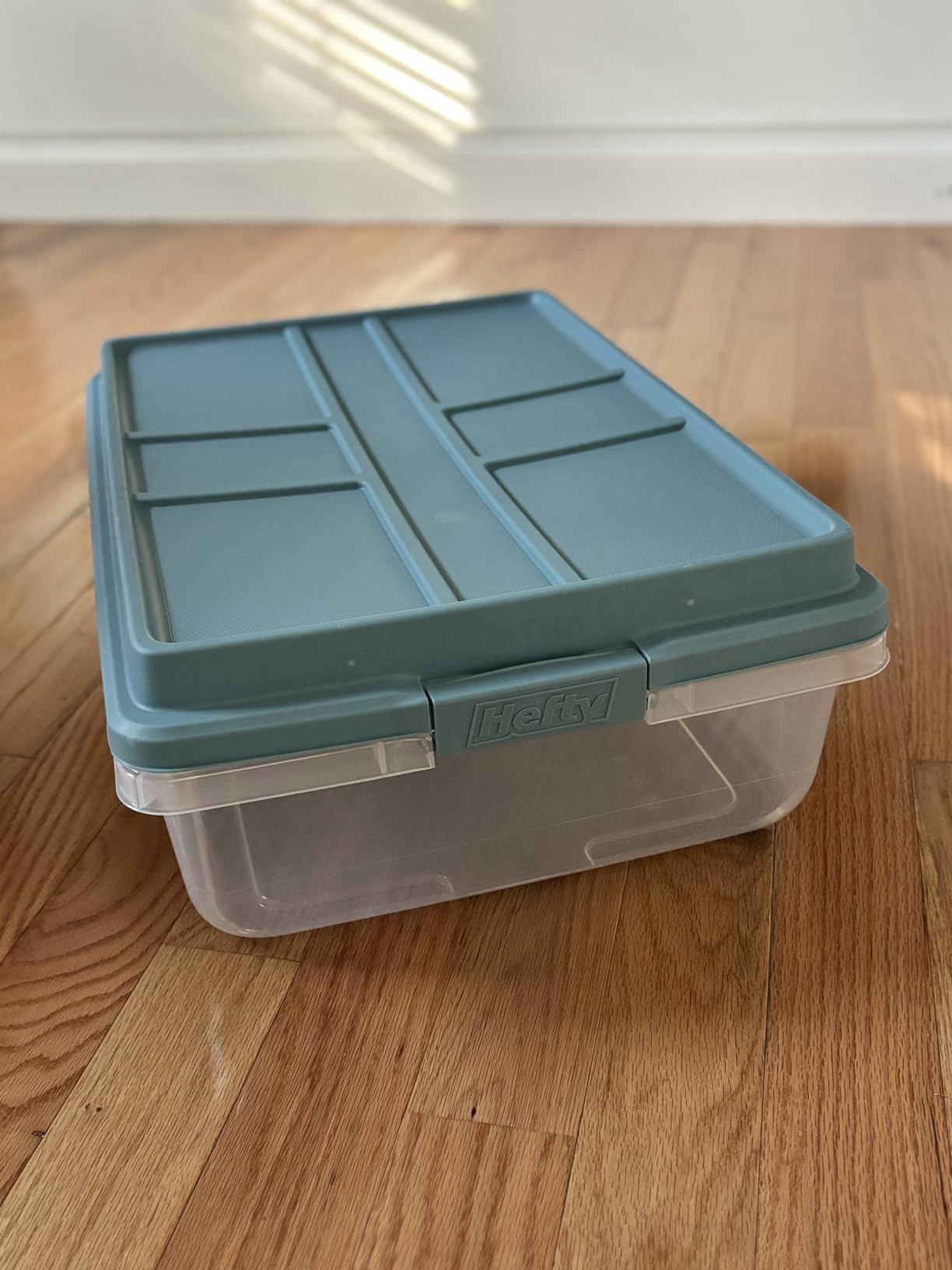 Hefty 12 Gallon Storage Bin with Clear Lid, Heavy Duty Plastic Storage Container Stackable Tote for Garage Closet Home Organization, Medium Storage Bin, 6 Pack, Grey customer photo 1