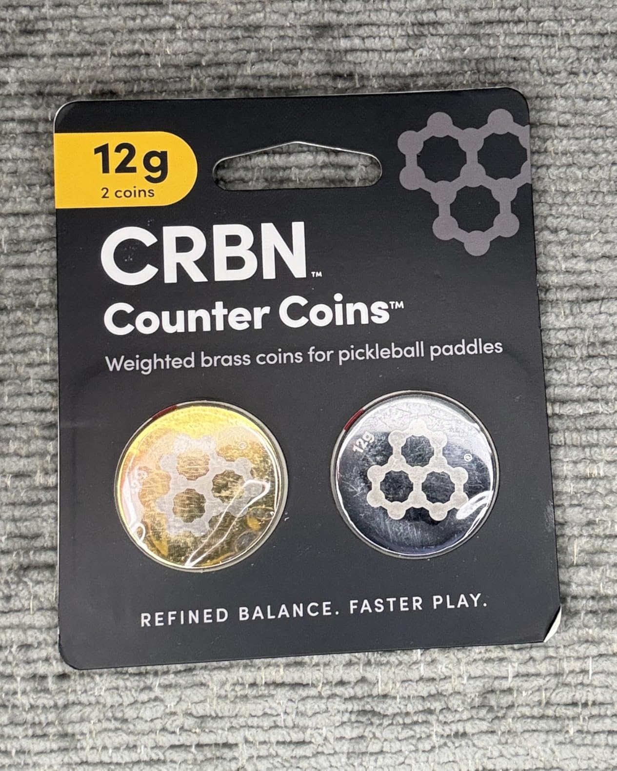 CRBN Counter Coins Pickleball Paddle Weights - 2 Pack (Black & Gold) | Brass Butt Cap Counterbalance, 6g & 12g - Boost Power, Control & Maneuverability customer photo 1