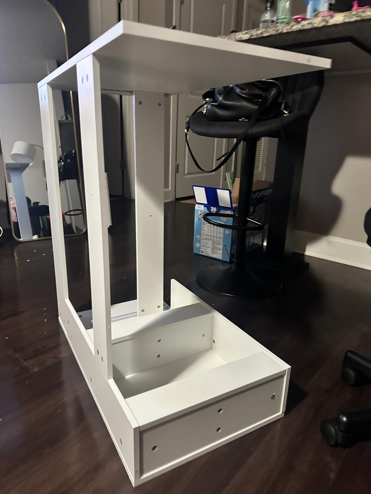 LUCKRACER Vanity Desk with LED Lights Mirror & Charging Station, Makeup Vanity with Storage Drawers and Shelves, Modern Dressing Table for Women Girls Bedroom, Ivory White customer photo 1