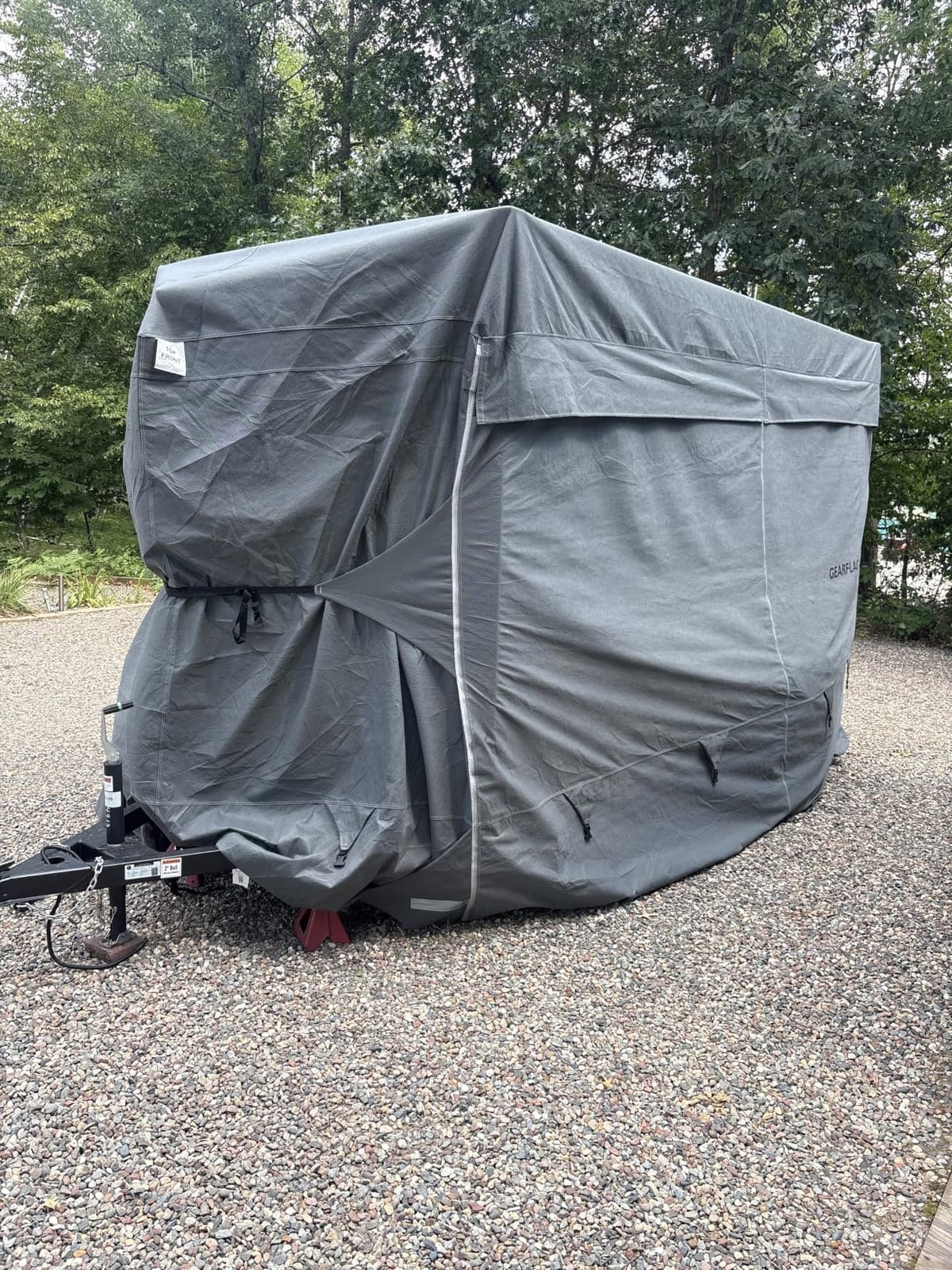 GEARFLAG V-Nose Enclosed Utility Trailer Cover Multi-Layers with Reinforced Windproof Side-Straps Anti-UV Water-Resistance Heavy Duty (7x14 (14'-16')) customer photo 1