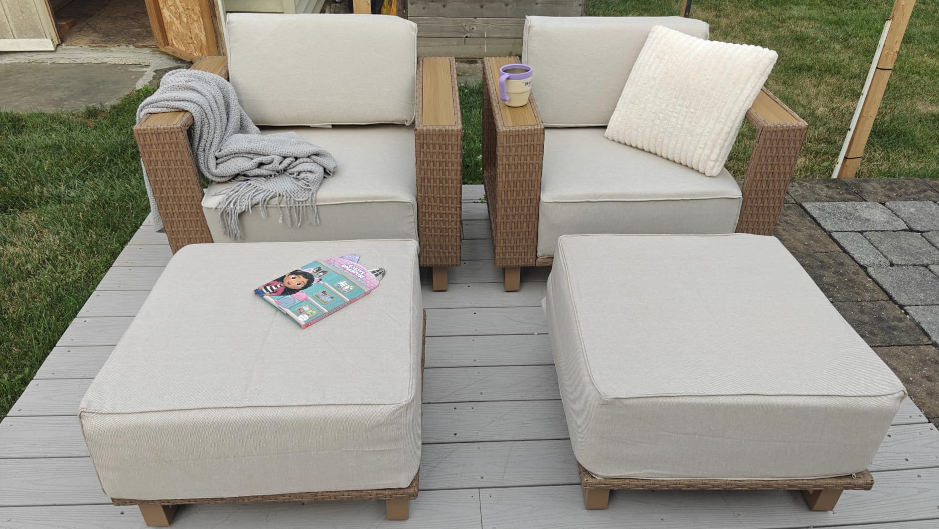 HERA'S HOUSE 9-Piece Patio Sectional Furniture Set with 10