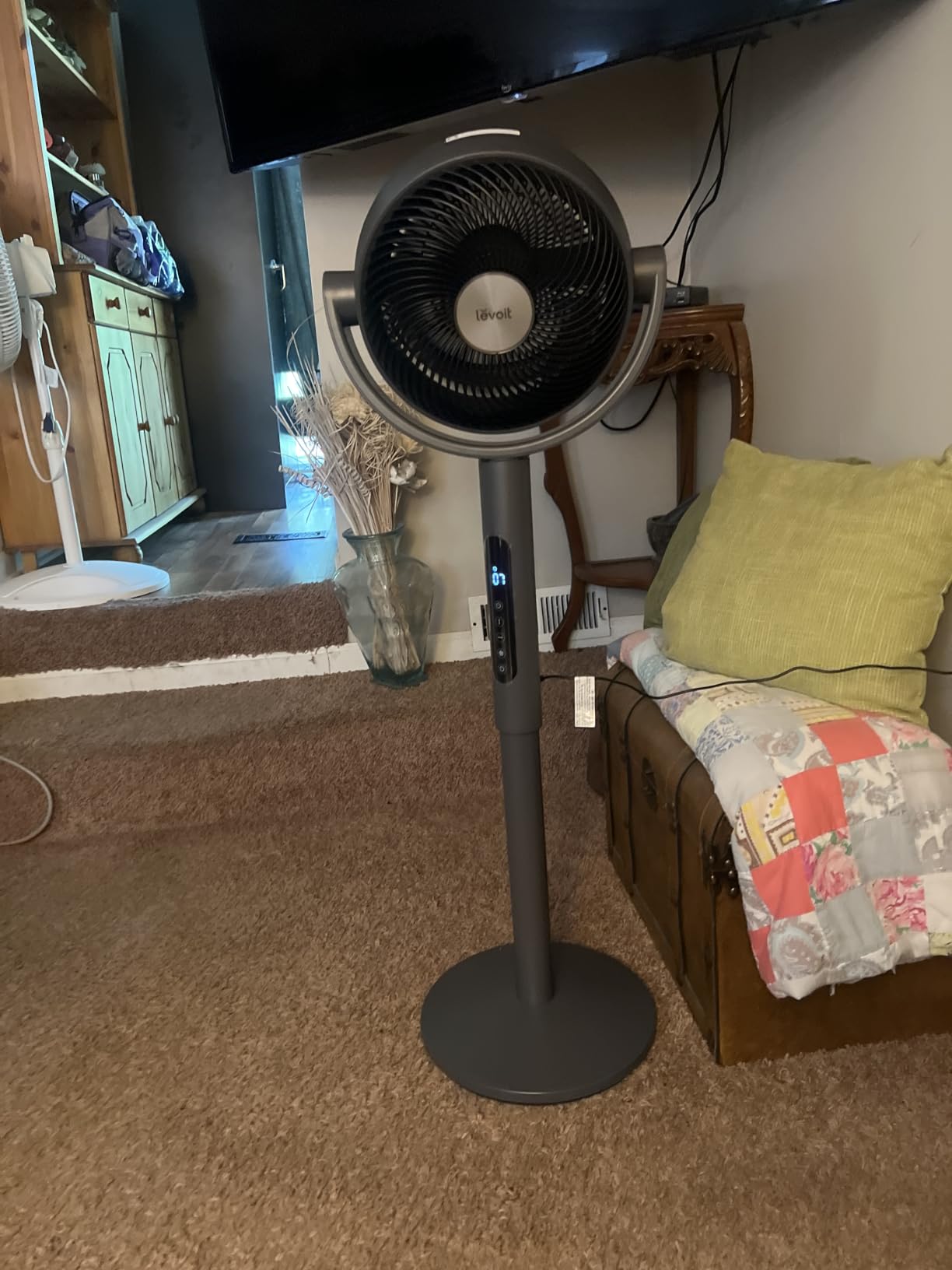 Levoit Standing Fan for Bedroom, 2-in-1 Pedestal & Tabletop Oscillating Fan | 20dB Quiet, Floor Fan with 90 Oscillation, 1024 CFM Airflow, DC Motor, 5 Speeds, 12H Timer, Remote, for Home, Room, White customer photo 2