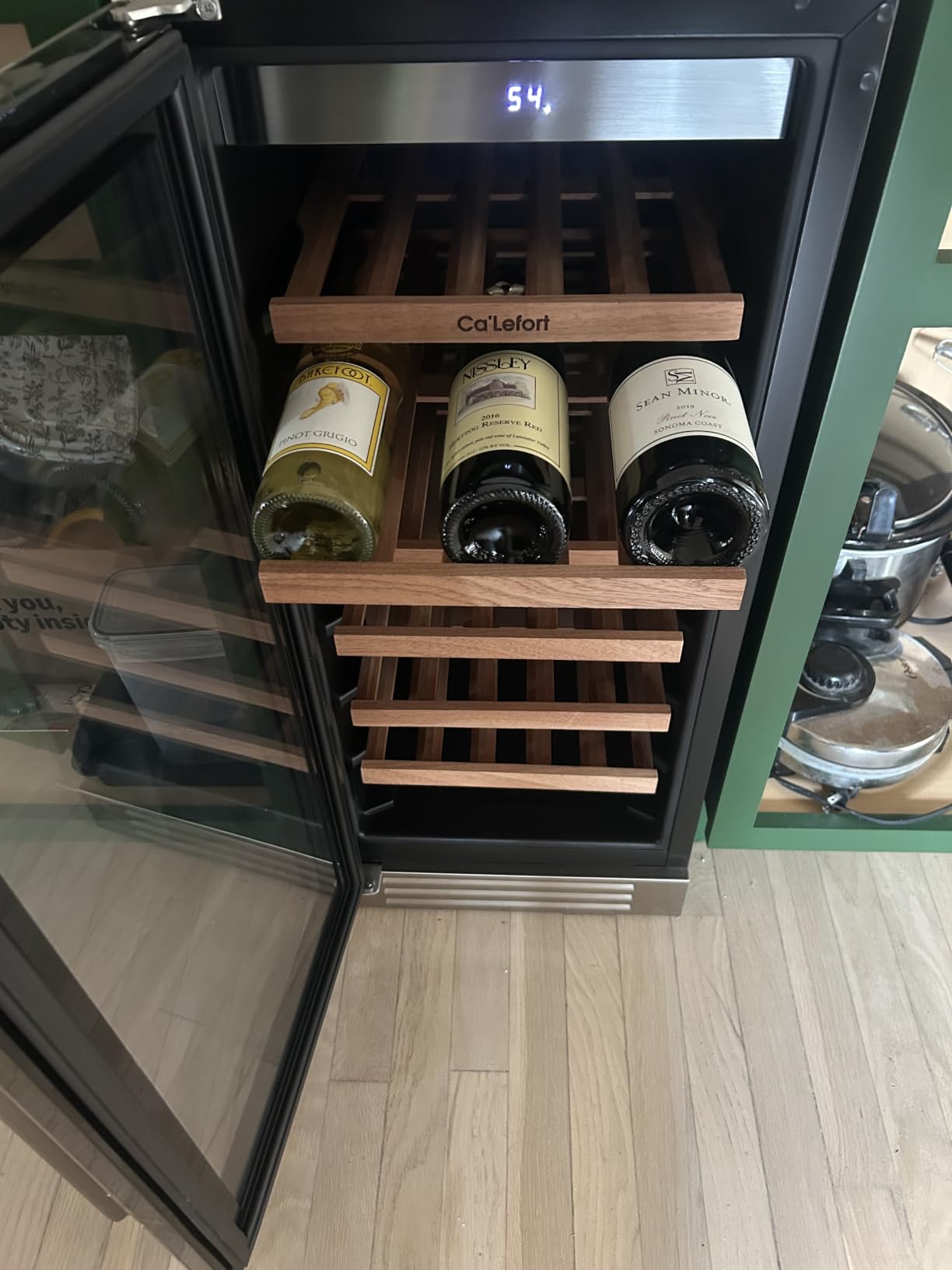Ca'Lefort 15 Inch Dual Zone Wine Fridge, 28 Bottle Built-in Wine Cooler | Removable Shelf, Glass Door, 40-65° Temp Control, & 3 Color LED Light, Low Noise for Home Bar Kitchen Left-Hinged Door customer photo 2