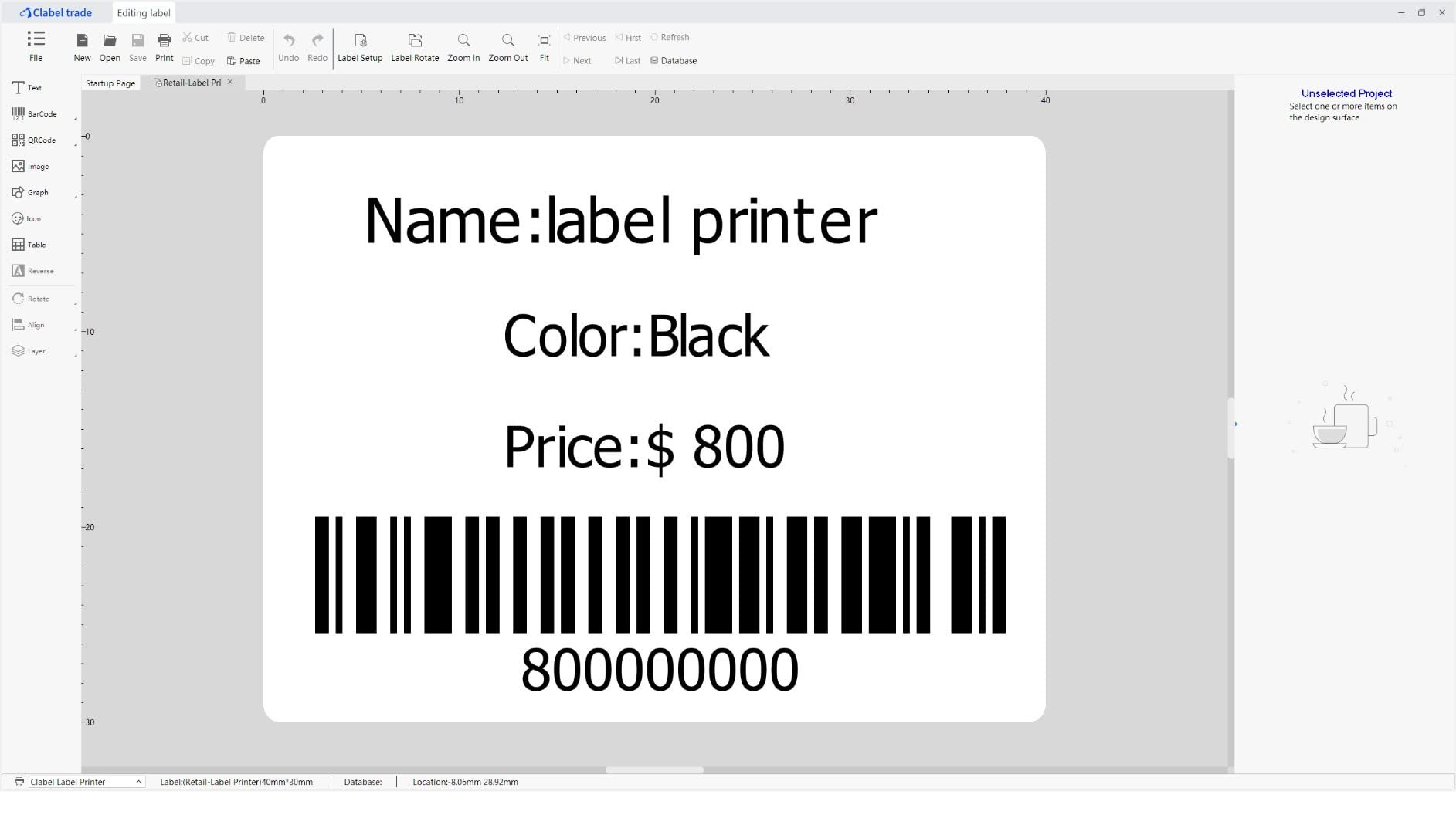 CLABEL 2 Inch Desktop Bluetooth Barcode Label Printer for Small Business | No RFID Lock, Built-in Paper Bin, 25-50mm(1-2