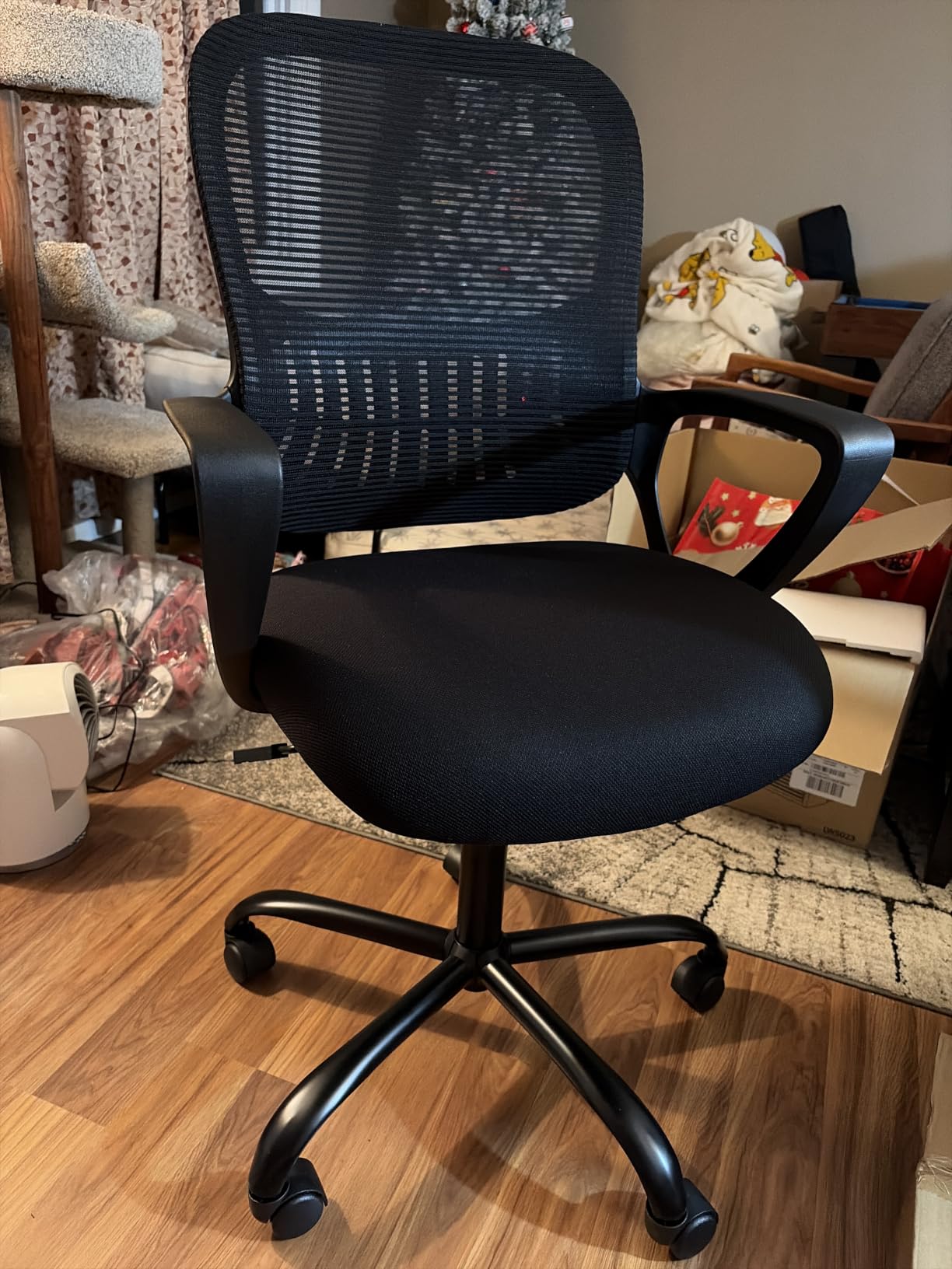 Sweetcrispy Home Office Managerial Executive Chair with Ergonomic Design | Mid-Back Mesh 360 Swivel, Comfortable Lumbar Support, Comfy Arms for Bedroom,Study,Student, Black customer photo 2