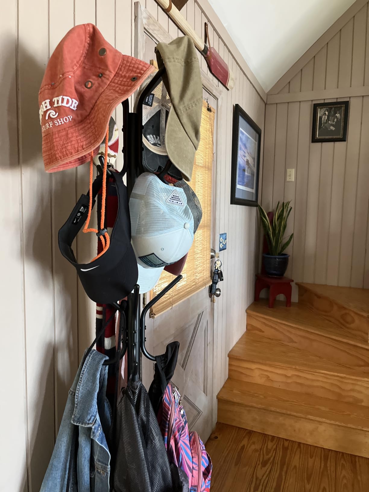 SONGMICS Coat Rack Freestanding, Steel Stand with 16 Hooks and 4 Legs | Coat Tree, Holds Clothes, Hats, and Bags, Ink Black customer photo 1