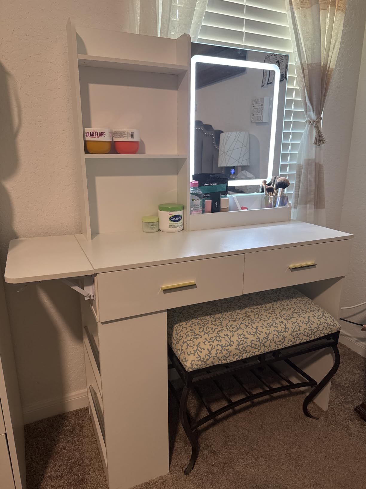 ERLEJIA Vanity Desk with Mirror and Lights, 43.31