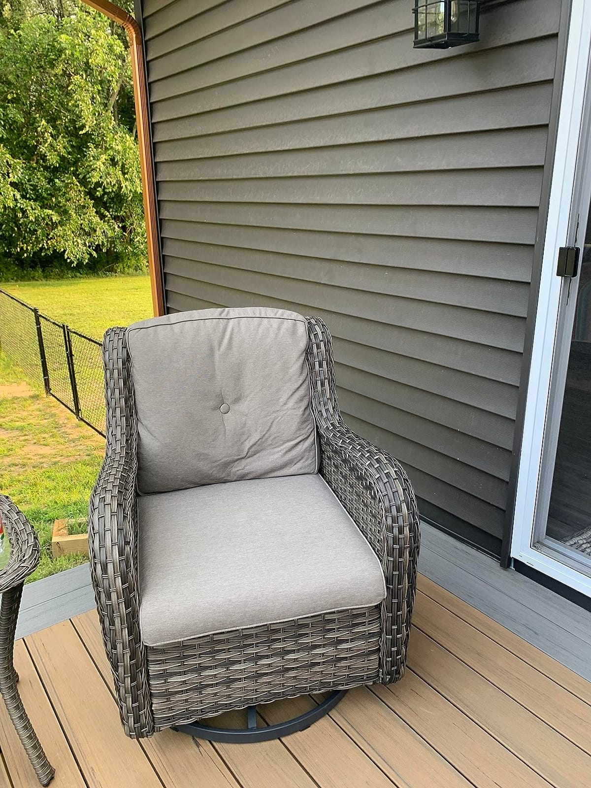 Belord Patio Sofa Luxury PE Wicker 3-Seater Outdoor Couch, Modern All-Weather High Back Deep Seat Woven Furniture Set for Porch, Deck, Balcony, Backyard - Brown/Beige customer photo 2