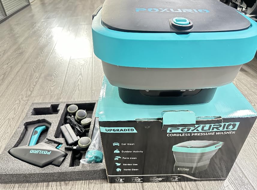 Cordless Washer,Foldable Washer with 2x5.0Ah Battery, 4 Adjustable Model, 4.5Gal Tank 10FT Hose, 6-in-1 Nozzle for Car Washer,Patio,Camping customer photo 1