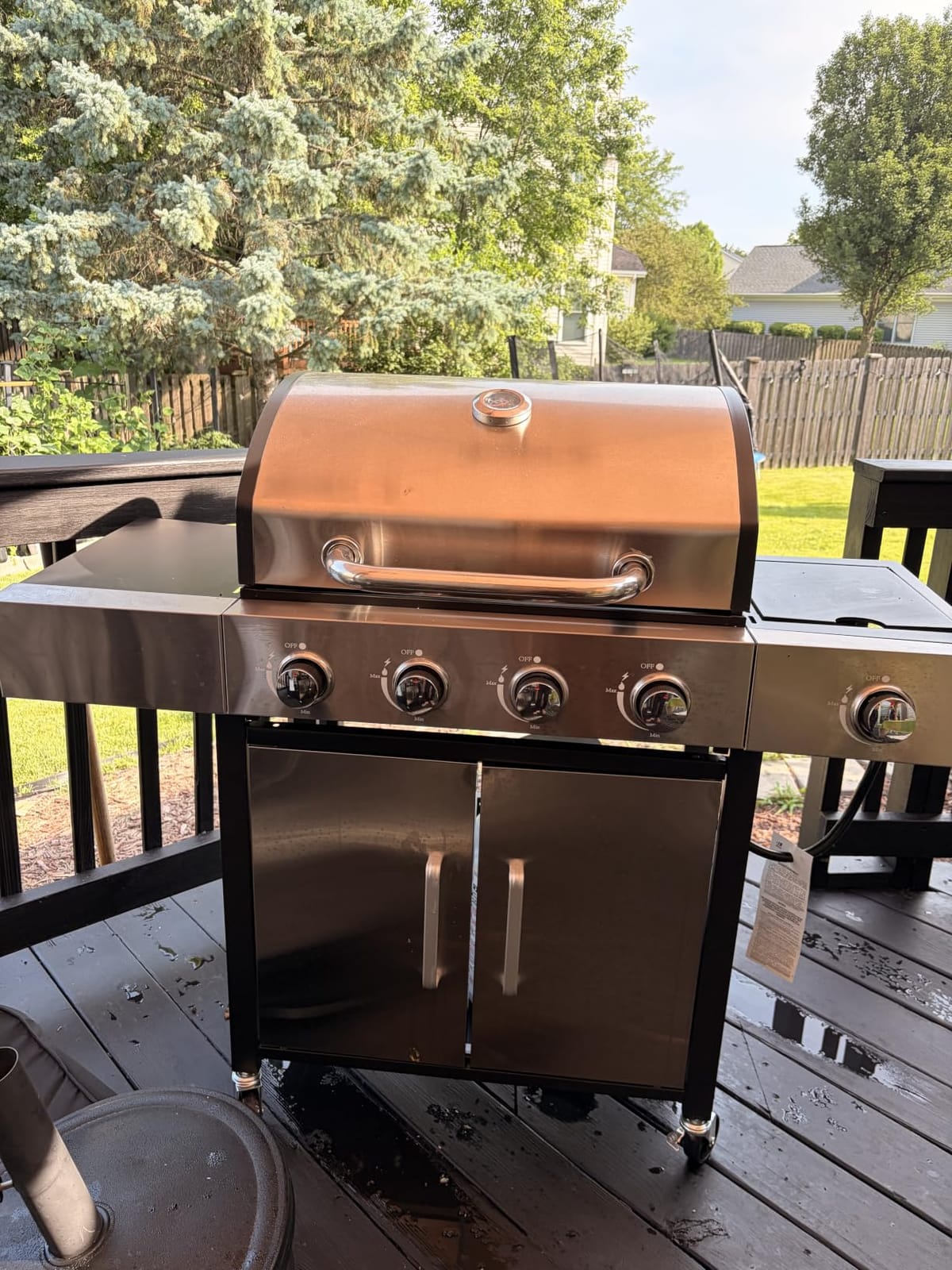 LazySunsets Luxury 4-Burner Propane Outdoor Grill, 49000 BTU All-weather Stainless Steel BBQ Grill with Side Burner for Outdoor, Cast Iron Grates & Side Tables for Backyard Patio Camping, Silver customer photo 1