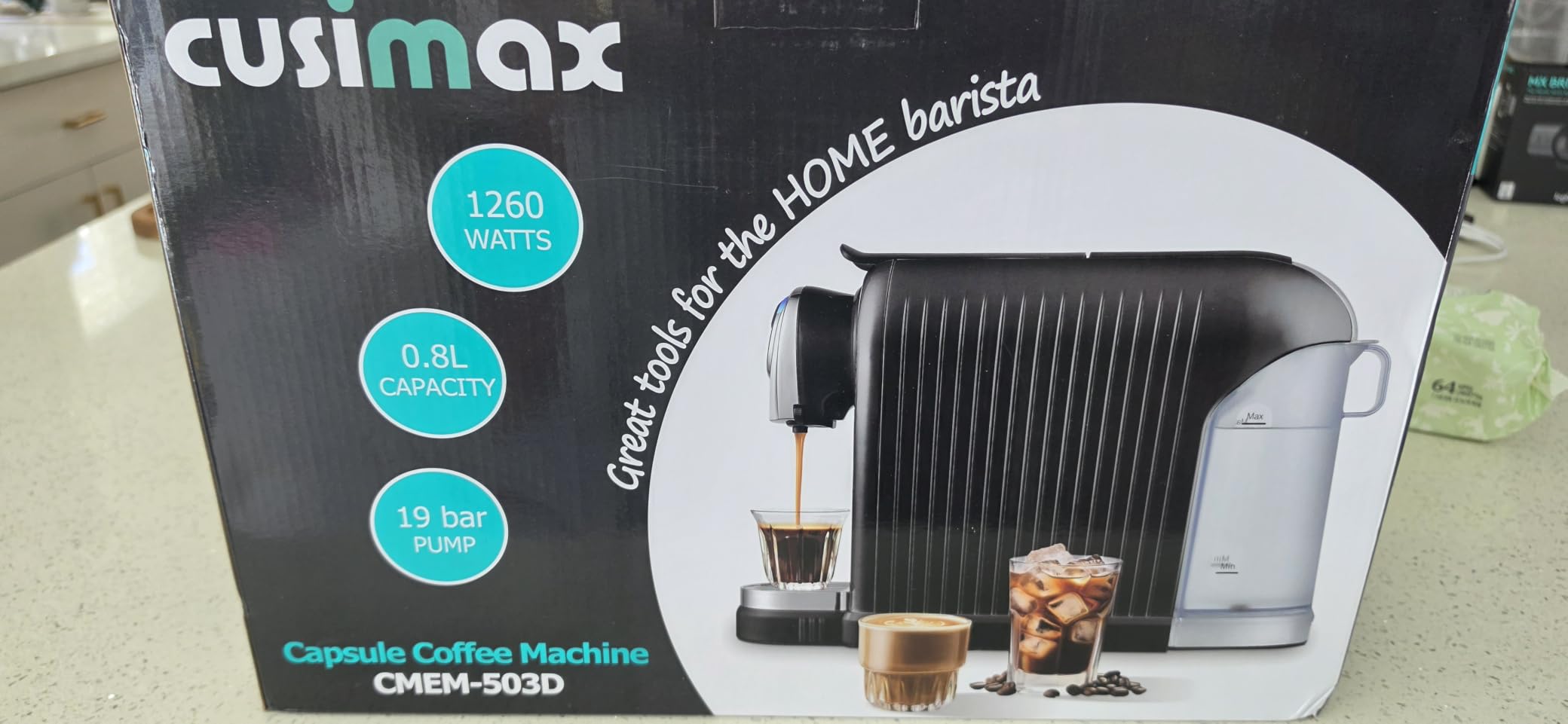CUSIMAX Coffee Machine for Nespresso Original Single Serve Coffee Maker | Compact Espresso Machine with 3 Coffee Programming, Capsule Bin, 19Bar High Pressure, 27oz Removable Reservoir, Energy Saving customer photo 1