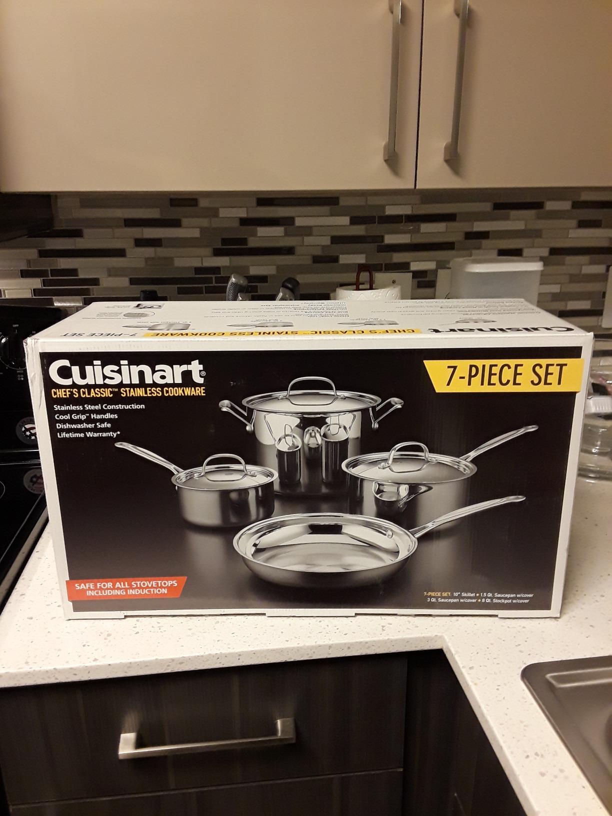 Cuisinart 7-Piece Stainless Steel Pots and Pans Set, Cookware Set Compatible with Induction, Electric, Gas Cooktops, Aluminum Core for Quick Even Heat, Cool Grip Handles, Dishwasher Safe, Oven Safe customer photo 1