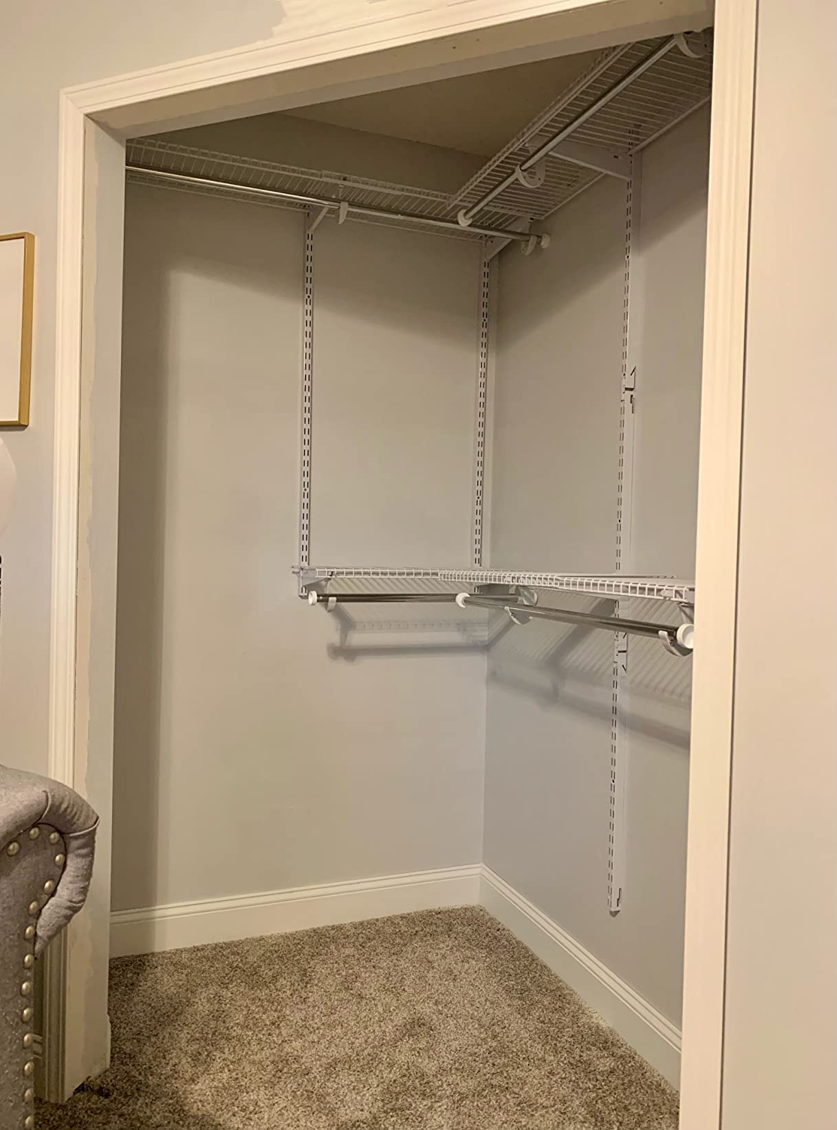 Rubbermaid Configurations Custom Closet Kit 4-8 Ft. Adjustable Metal Wire Shelving White Finish Expandable Organization System Hardware Included for Home Closet/Pantry/Laundry/Mudroom customer photo 2