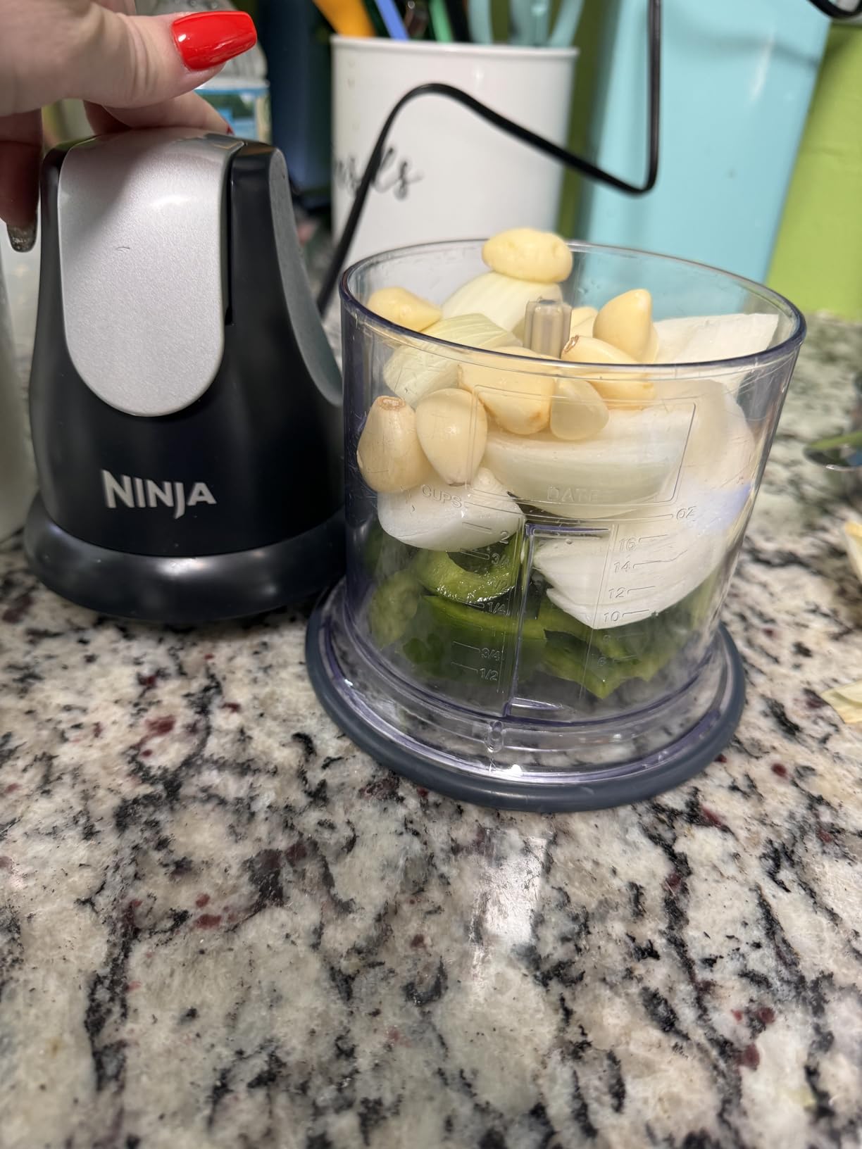 Ninja Food Chopper Express Chop with 200-Watt, 16-Ounce Bowl for Mincing, Chopping, Grinding, Blending and Meal Prep (NJ110GR), Gray customer photo 2