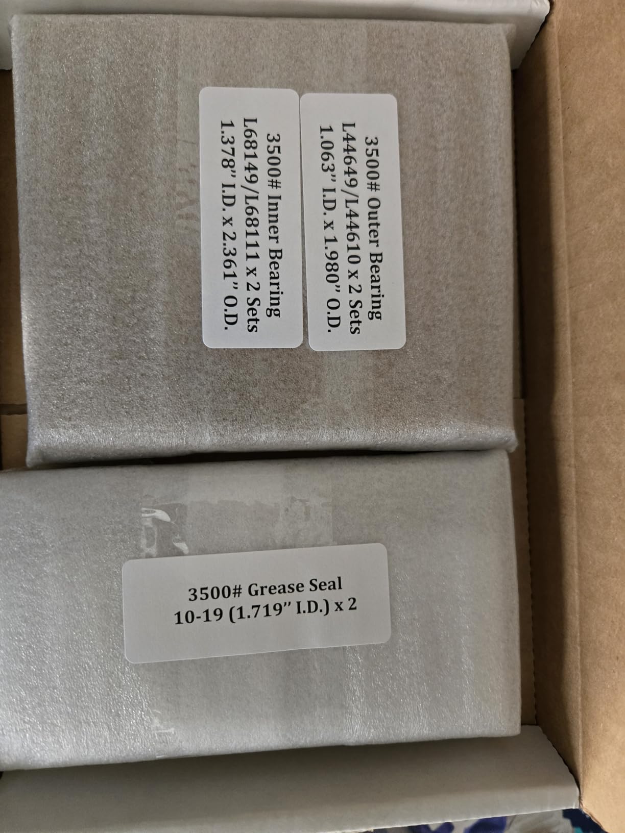 (Set of 2) WPS 3500# Trailer Axle Bearing Kit L68149 L44649 Grease Seal 10-19 I.D. 1.719'' for #84 Spindle customer photo 2