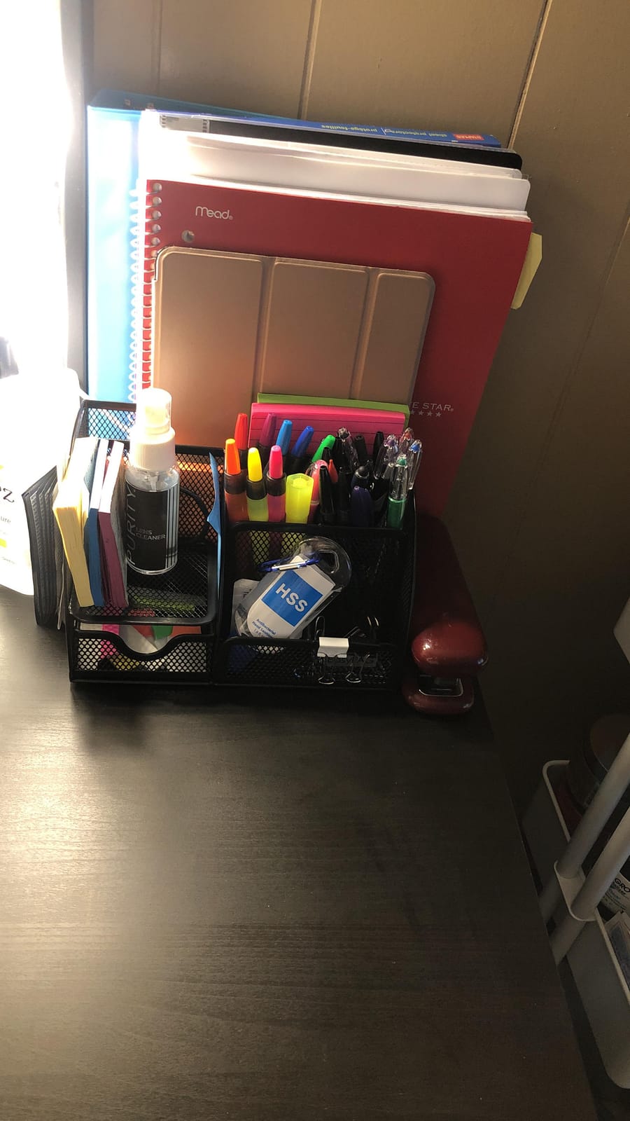 EasyPAG Mesh Desk Organizer with Drawer Multi-functional Pen Holder Stationery Organizer for Office School Supplies 6 Compartments Dorm Organizers and Storage for Desk, Black customer photo 2