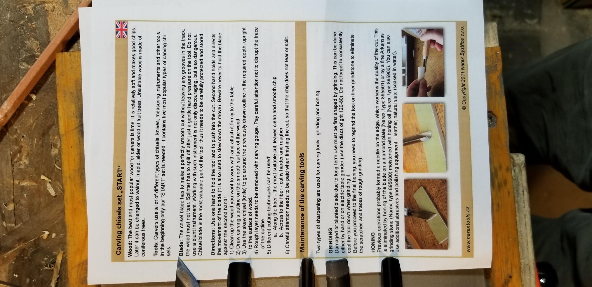 Narex 5 Piece Set Starter Carving Chisels 3 Gouges, V Tool and Double Bevel Skew Chisel 869200 customer photo 1