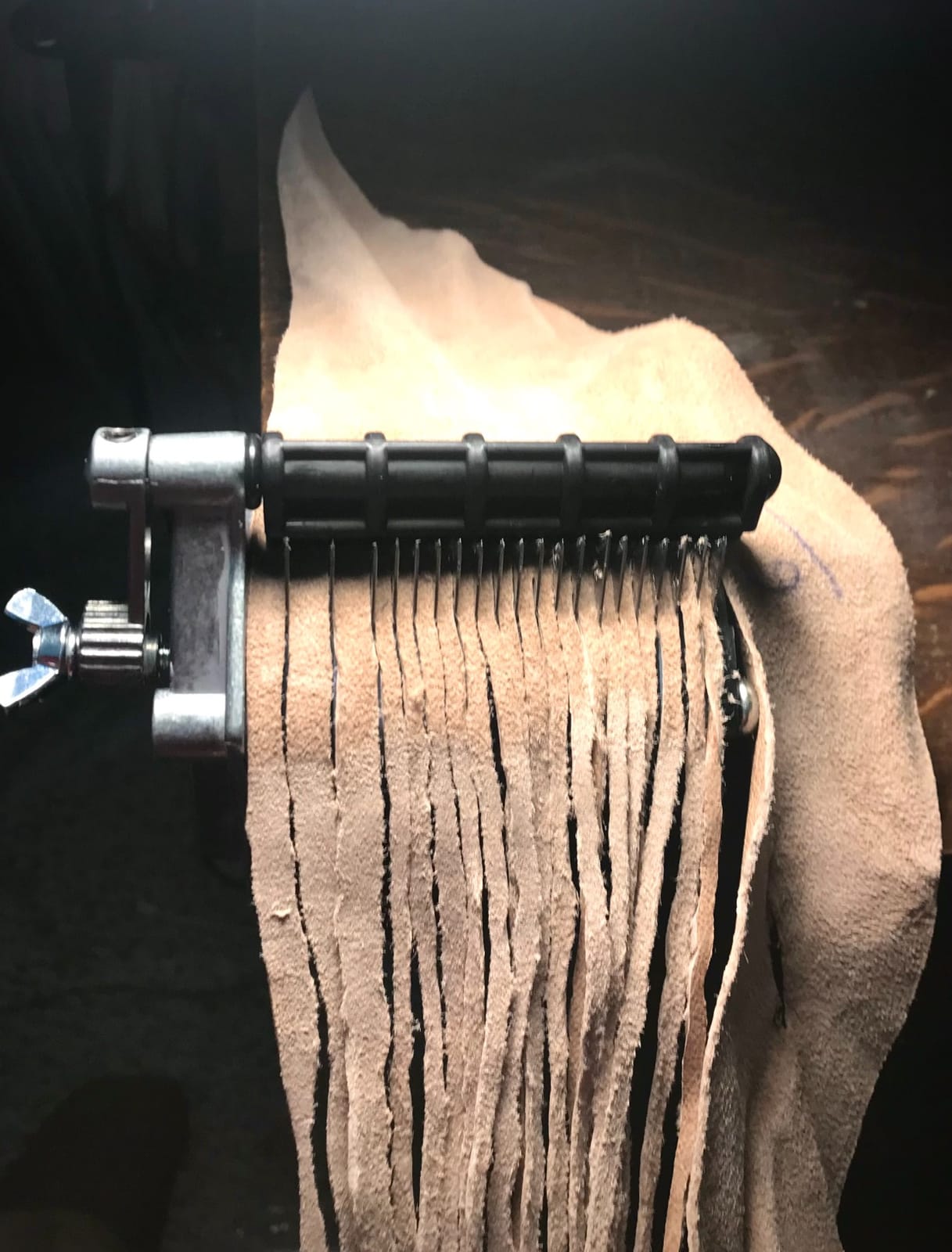 Tandy Leather Table-Top Leather Lace Cutter - Fast Straight Cutting for Fringe Belts and Straps - Adjustable Multi-Blade Leather Craft Workshop Cutting Tool customer photo 2