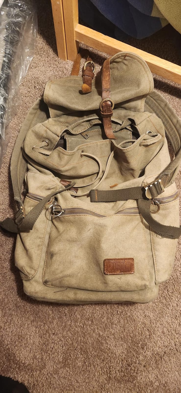 Bluboon Vintage Backpack Leather Trim Casual Bookbag Men Women Laptop Travel Rucksack customer photo 1